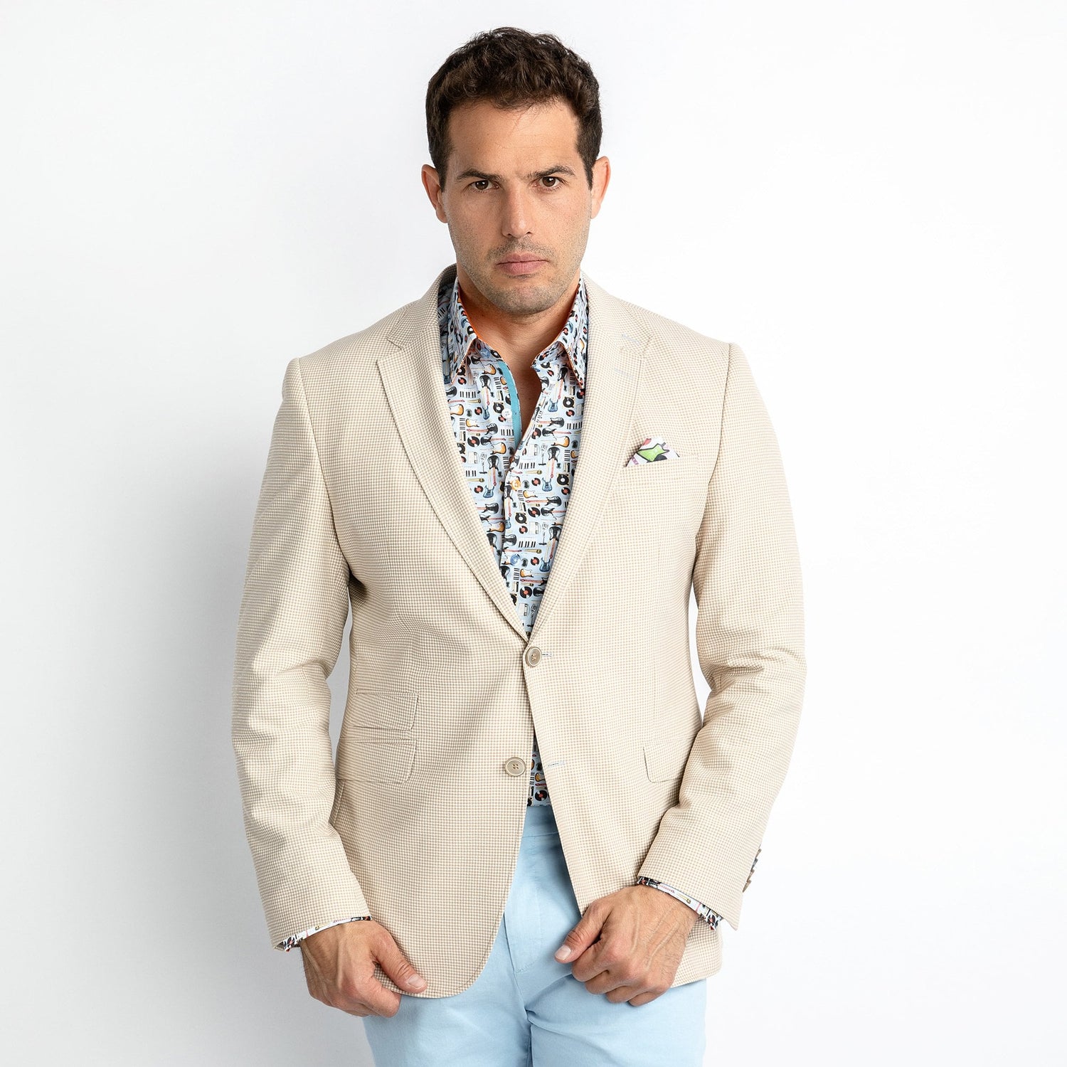 SUPER LIGHTWEIGHT SEERSUCKER BLAZER – Premium Men's Patterned Shirt by Claudio Lugli | Bold Design, Tailored Fit, Best Printed Shirts