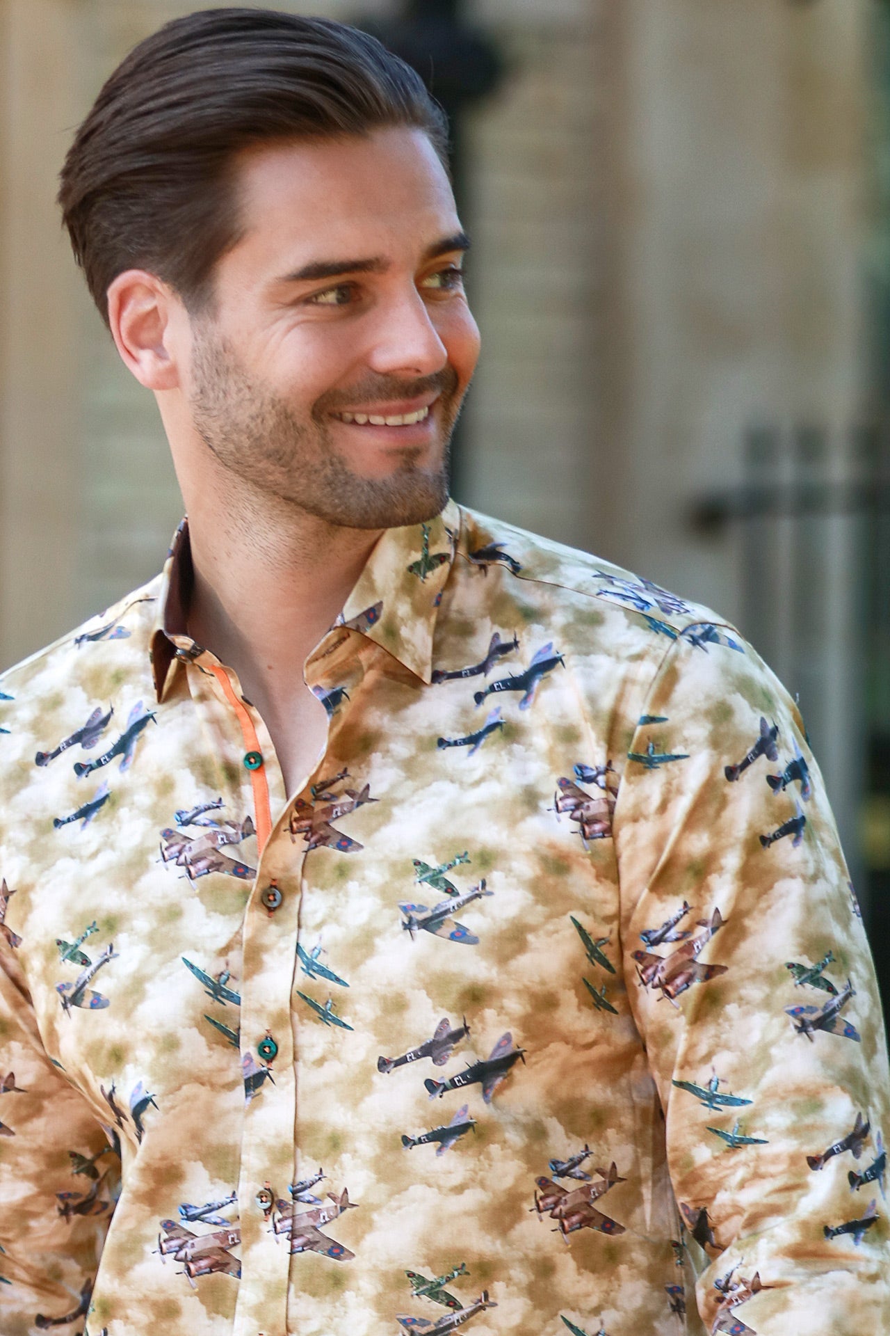 SUPERMARINE PLANE COMMEMORATIVE PRINT SHIRT – Premium Men's Patterned Shirt by Claudio Lugli | Bold Design, Tailored Fit, Best Printed Shirts