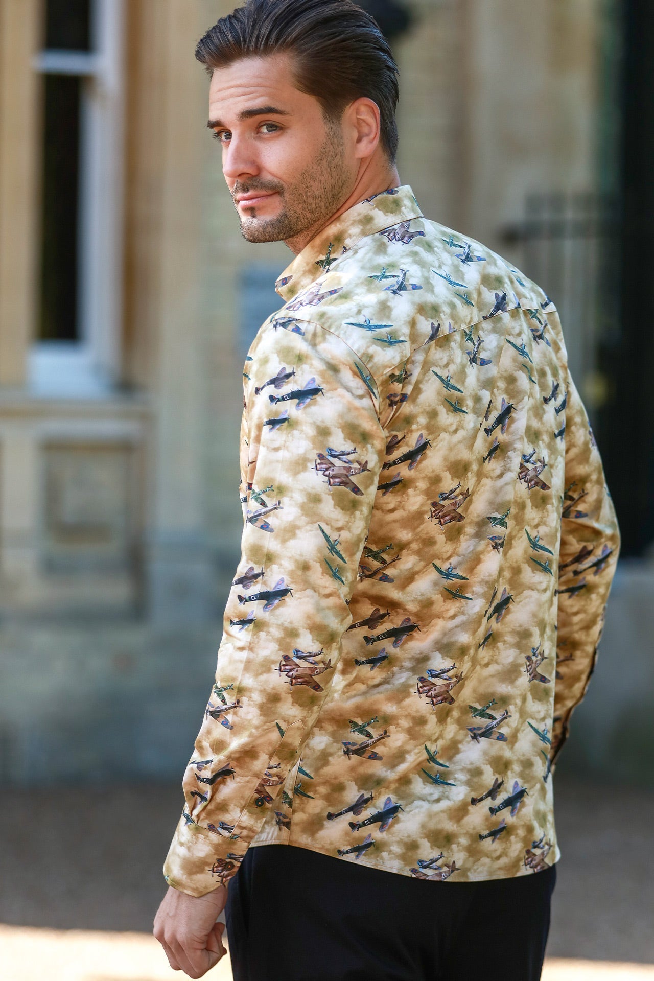 SUPERMARINE PLANE COMMEMORATIVE PRINT SHIRT – Premium Men's Patterned Shirt by Claudio Lugli | Bold Design, Tailored Fit, Best Printed Shirts