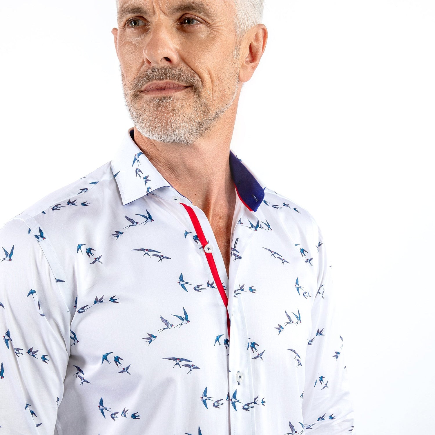 SWALLOWS IN FLIGHT PRINT SHIRT - Premium Men's Patterned Shirt by Claudio Lugli | Bold Design, Tailored Fit, Best Printed Shirts