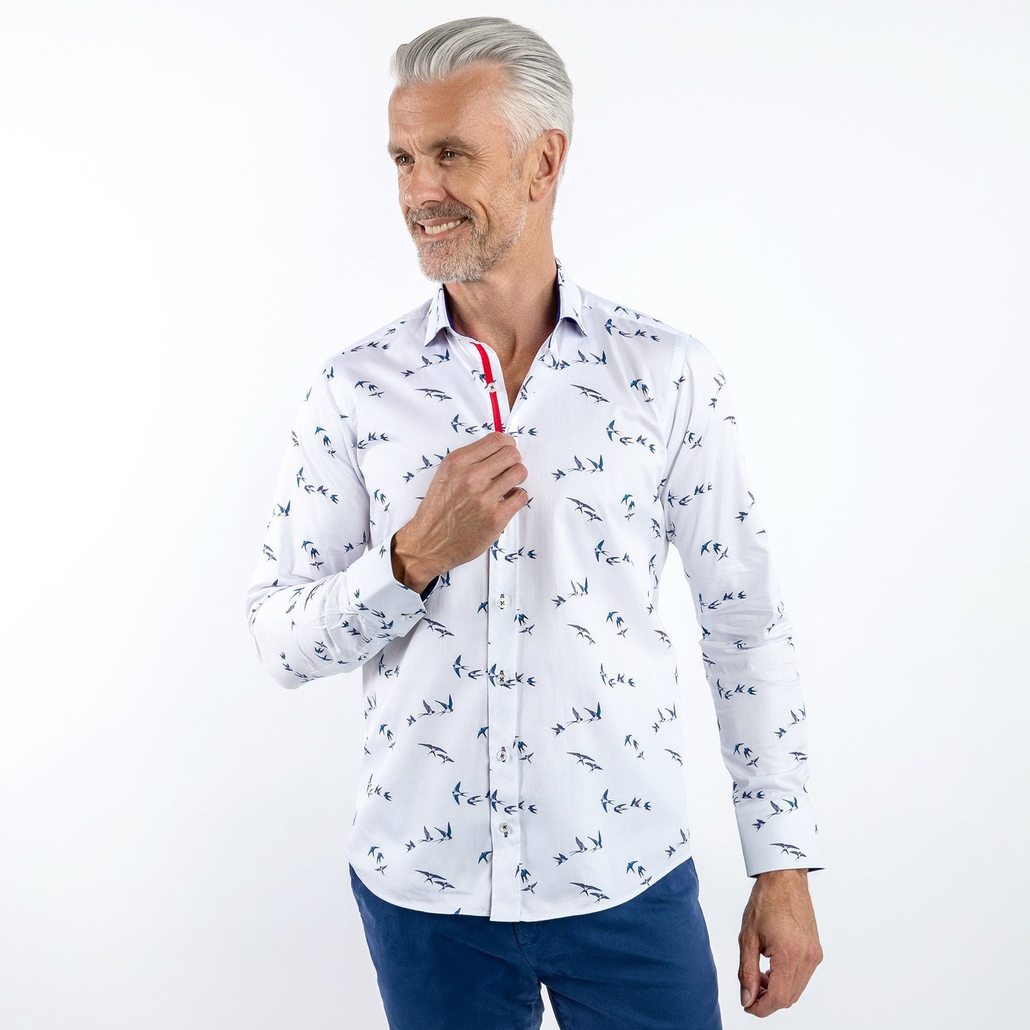 SWALLOWS IN FLIGHT PRINT SHIRT - Premium Men's Patterned Shirt by Claudio Lugli | Bold Design, Tailored Fit, Best Printed Shirts