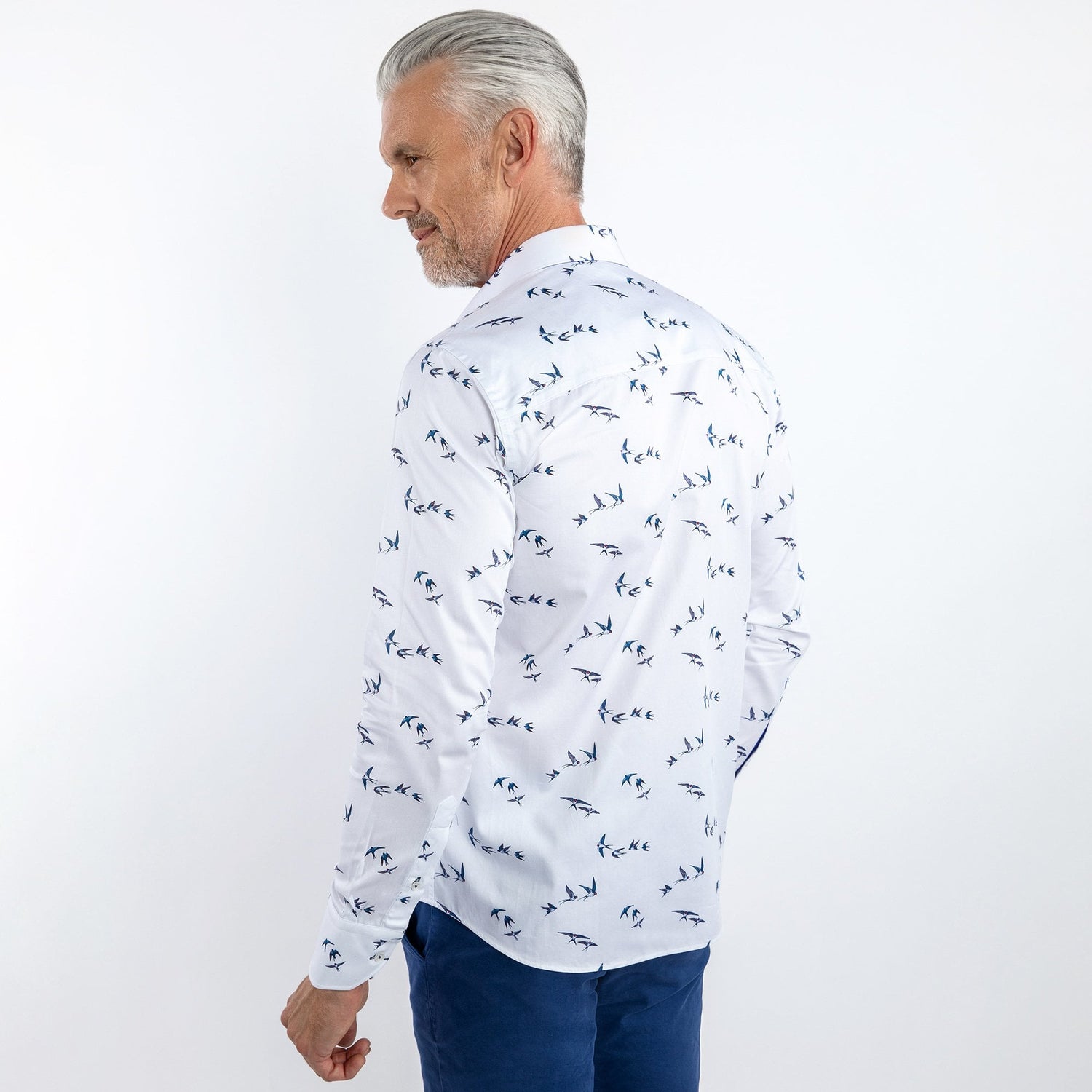 SWALLOWS IN FLIGHT PRINT SHIRT - Premium Men's Patterned Shirt by Claudio Lugli | Bold Design, Tailored Fit, Best Printed Shirts