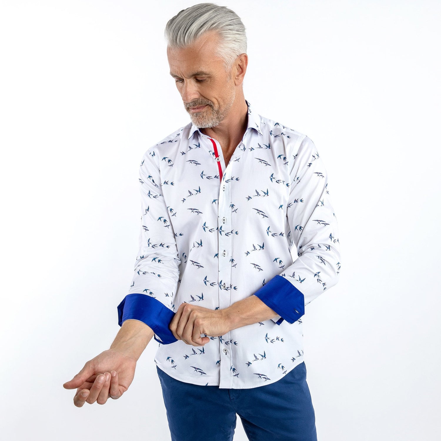 SWALLOWS IN FLIGHT PRINT SHIRT - Premium Men's Patterned Shirt by Claudio Lugli | Bold Design, Tailored Fit, Best Printed Shirts