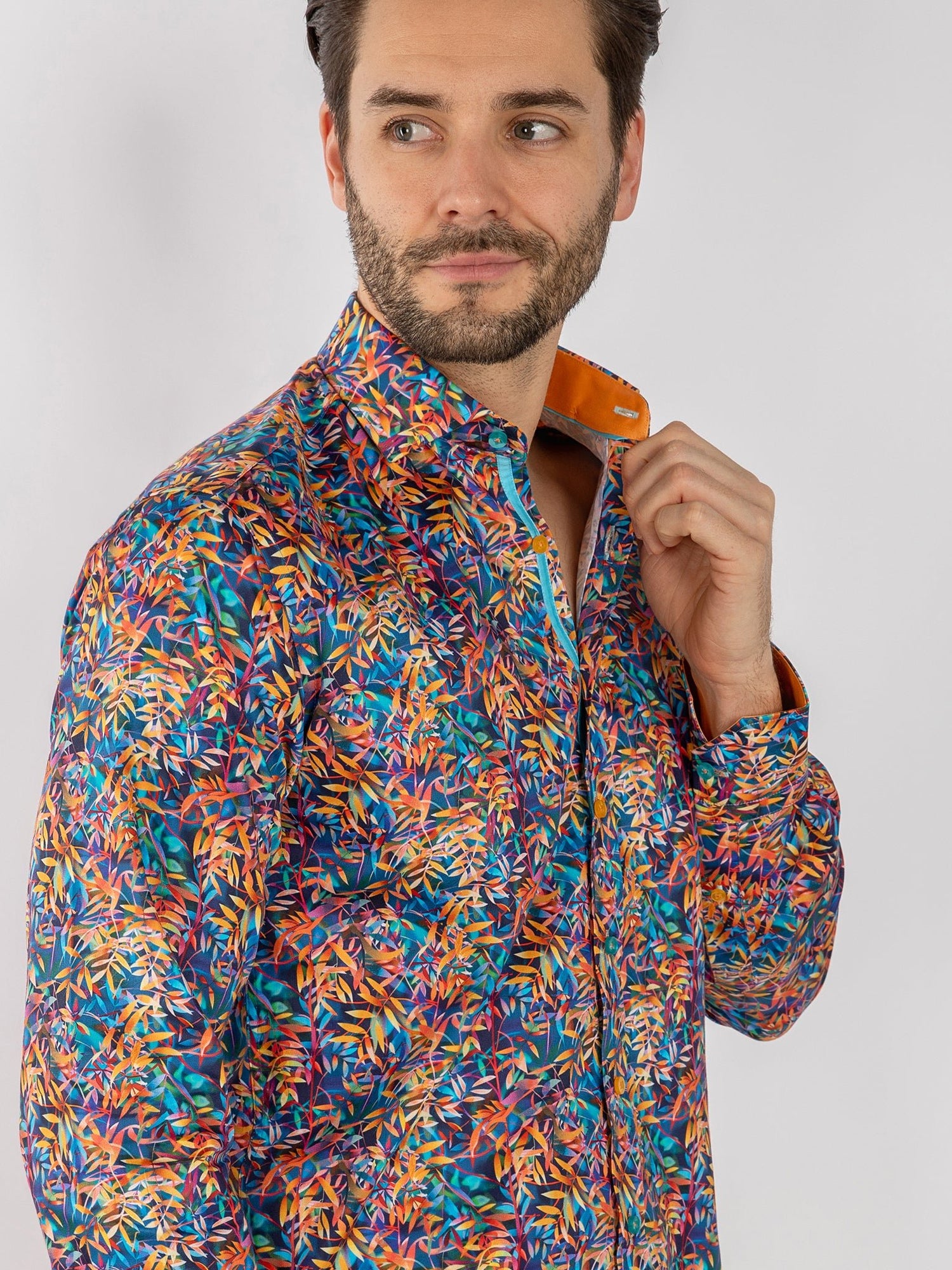 TENCEL CL25150 MULTICOLOUR LEAVES - Claudio Lugli Shirts