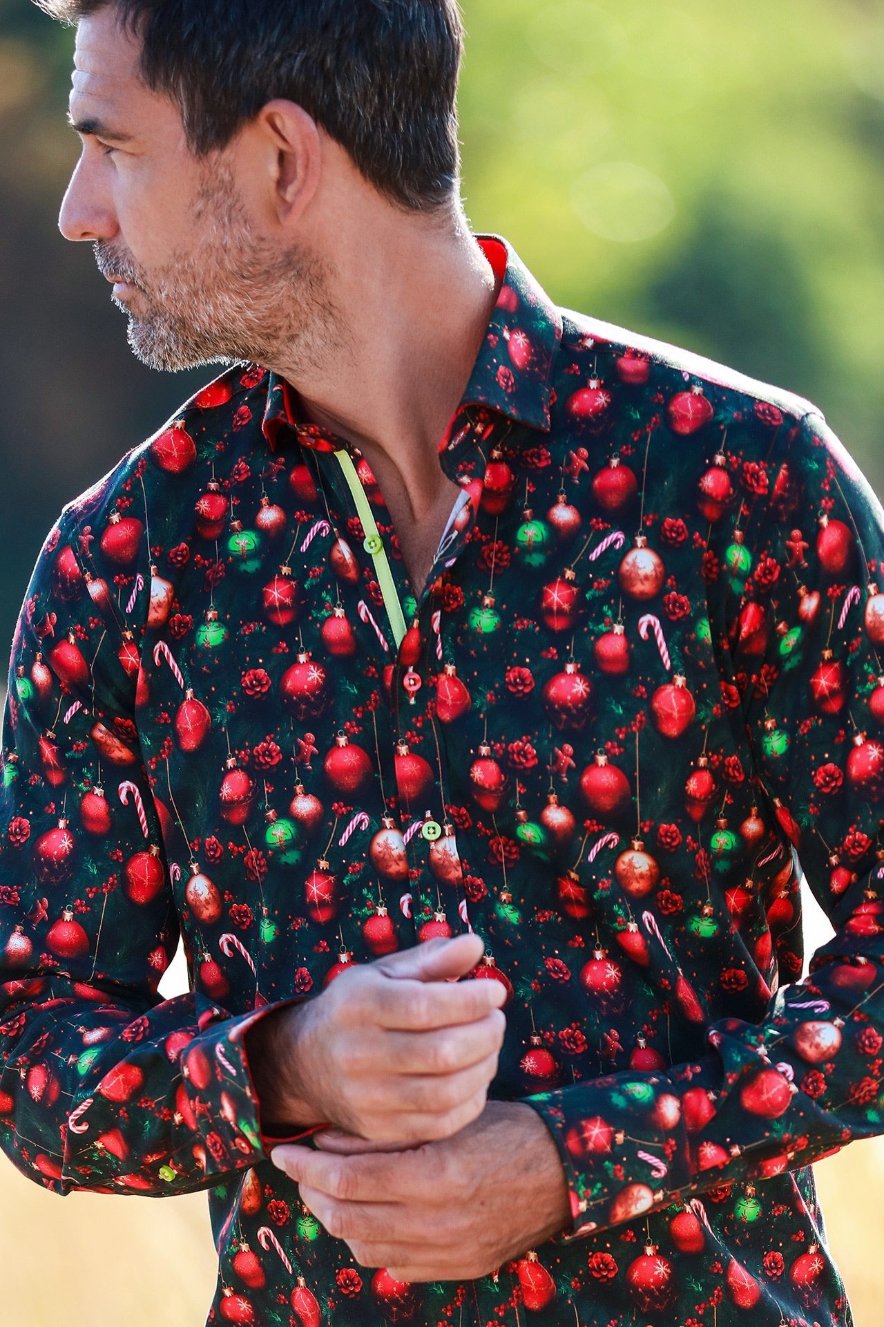 TENCEL GREEN XMAS DECO PRINT SHIRT - Claudio Lugli Shirts