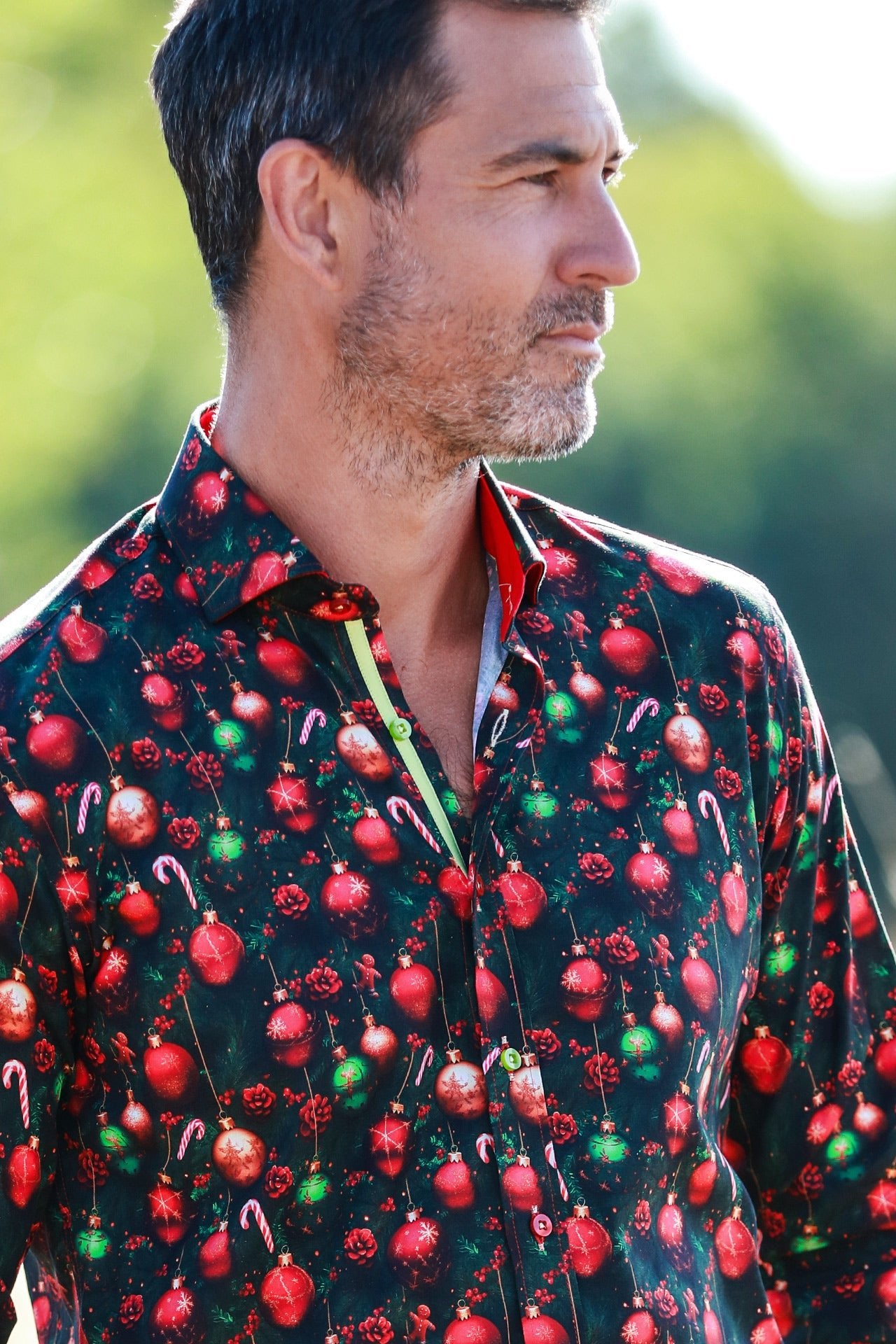 TENCEL GREEN XMAS DECO PRINT SHIRT - Claudio Lugli Shirts