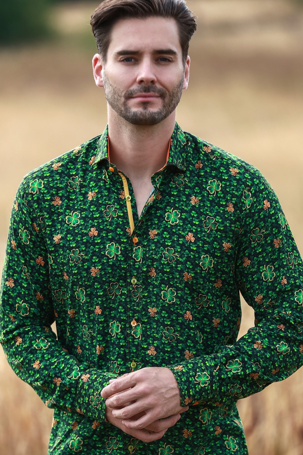 TENCEL SHAMROCK EMERALD PRINT SHIRT - Claudio Lugli Shirts