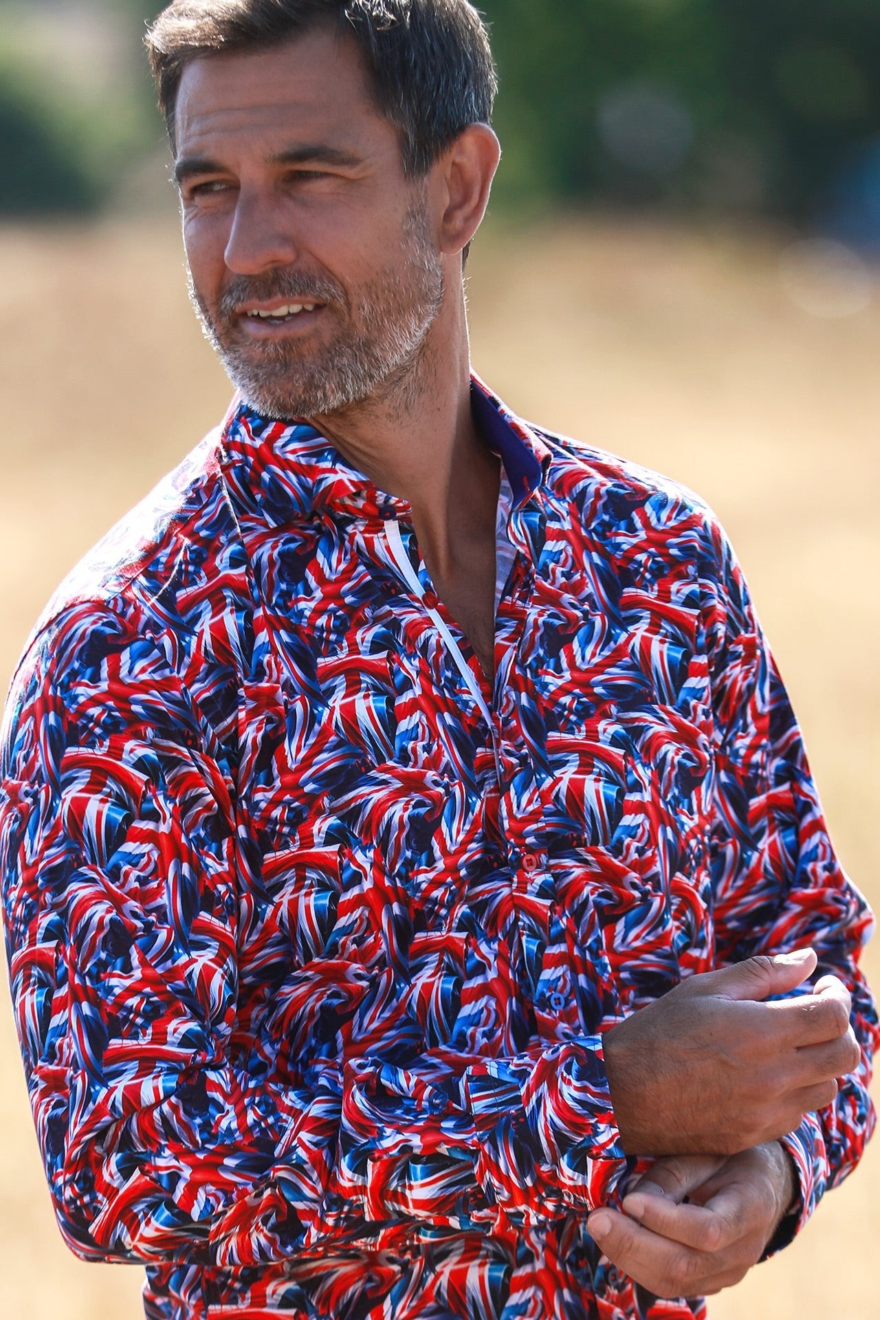 TENCEL UNION JACK PRINT SHIRT - Claudio Lugli Shirts