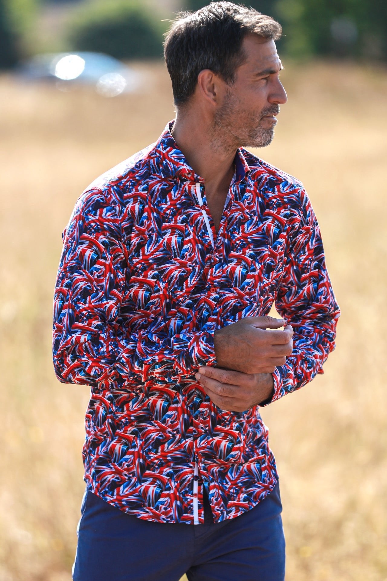 TENCEL UNION JACK PRINT SHIRT - Claudio Lugli Shirts