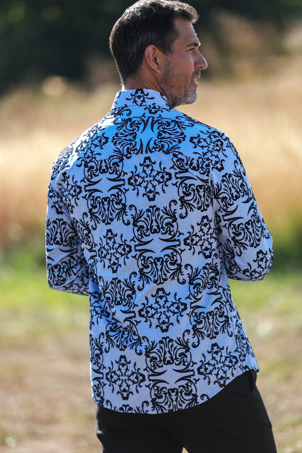 TEXTURED FLORAL FLOCKING PRINT SHIRT WITH LUXURY VELVET STYLE FINISH - Claudio Lugli Shirts