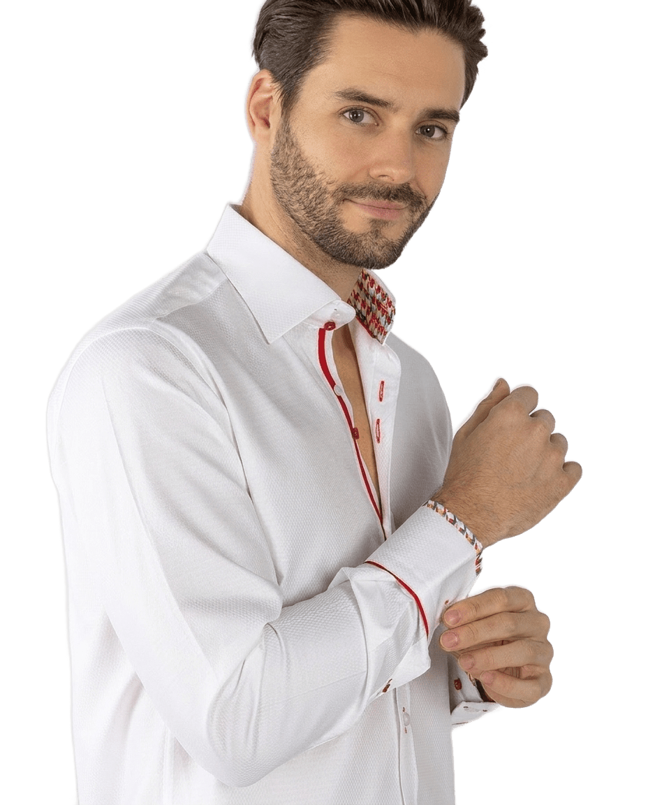 Textured Jacquard Houndstooth Insert Shirt - Claudio Lugli Shirts