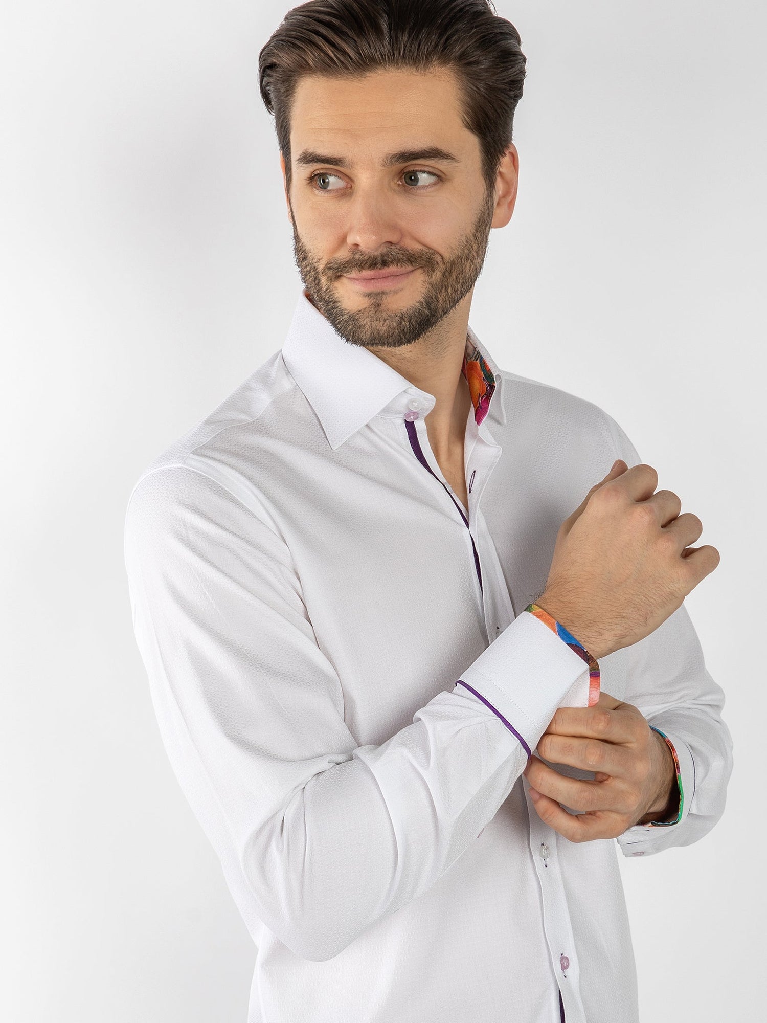 TEXTURED JACQUARD SHIRT W/ AMETHYST INSERT - Claudio Lugli Shirts