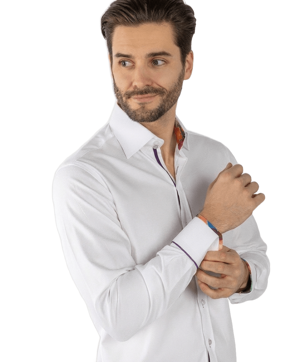 Textured Jacquard Shirt W/ Amethyst Insert - Claudio Lugli Shirts