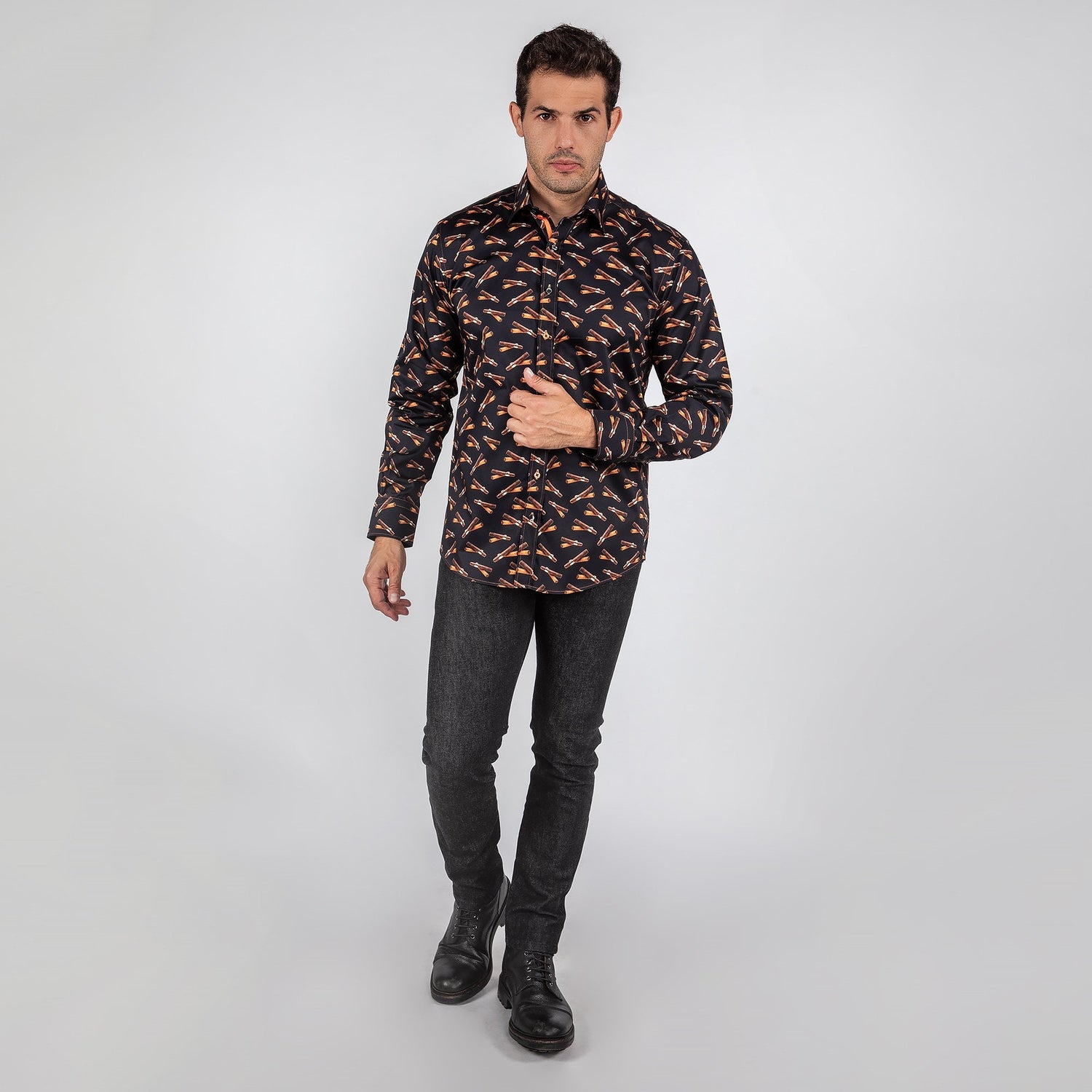 THE CIGAR PRINT SHIRT - Premium Men's Patterned Shirt by Claudio Lugli | Bold Design, Tailored Fit, Best Printed Shirts