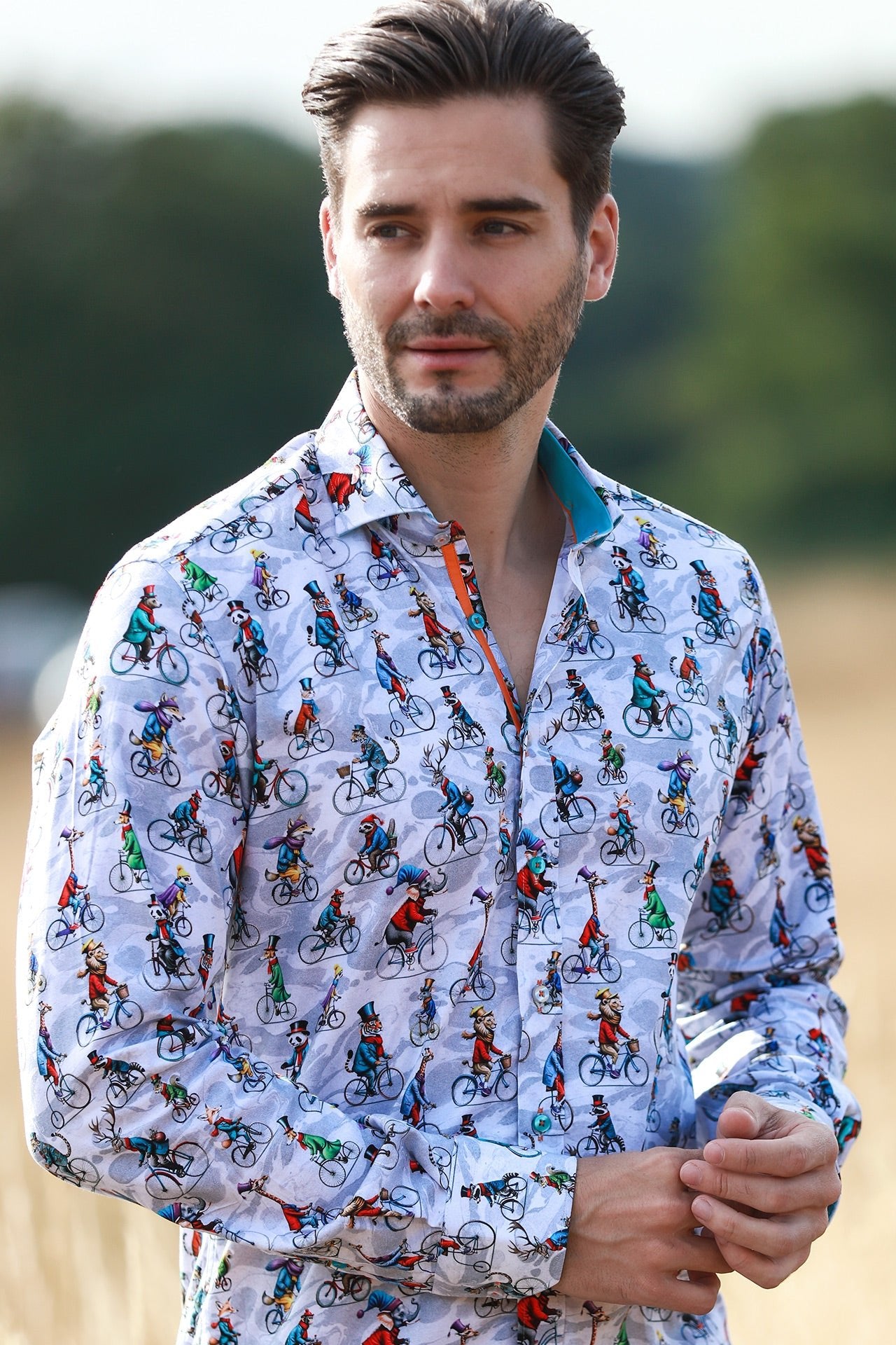 THE CIRCUS PARADE TENCEL PRINT SHIRT - Claudio Lugli Shirts