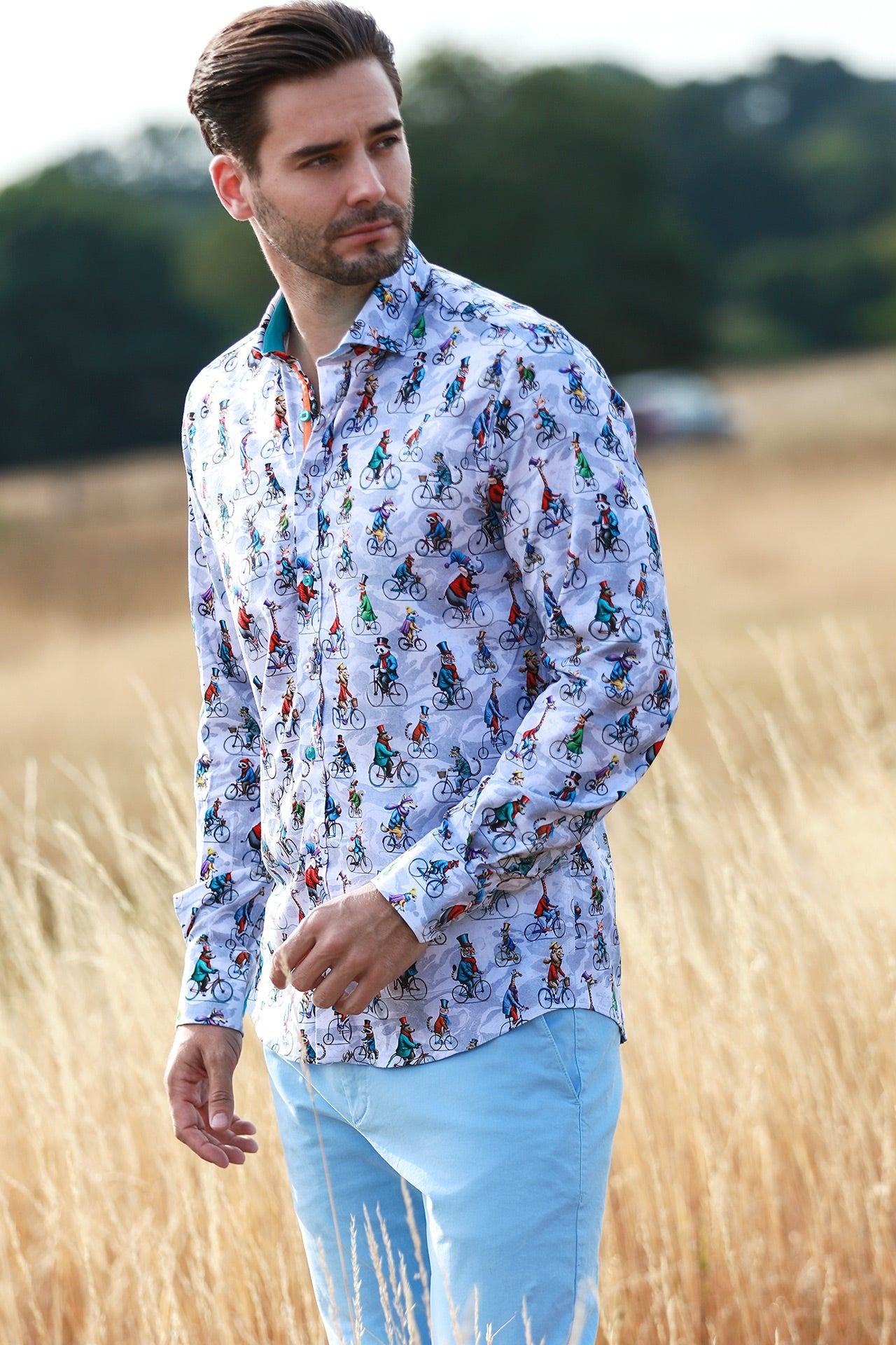 THE CIRCUS PARADE TENCEL PRINT SHIRT - Claudio Lugli Shirts