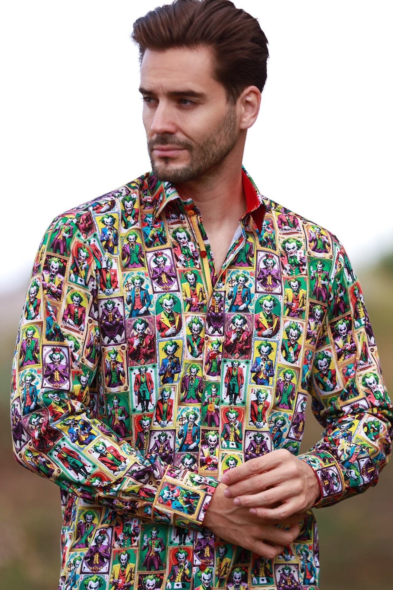 THE COMIC KINGDOM VILLAIN CARD PRINT SHIRT – Premium Men's Patterned Shirt by Claudio Lugli | Bold Design, Tailored Fit, Best Printed Shirts