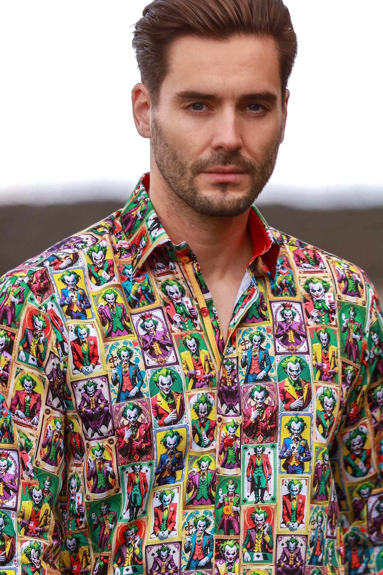 THE COMIC KINGDOM VILLAIN CARD PRINT SHIRT – Premium Men's Patterned Shirt by Claudio Lugli | Bold Design, Tailored Fit, Best Printed Shirts
