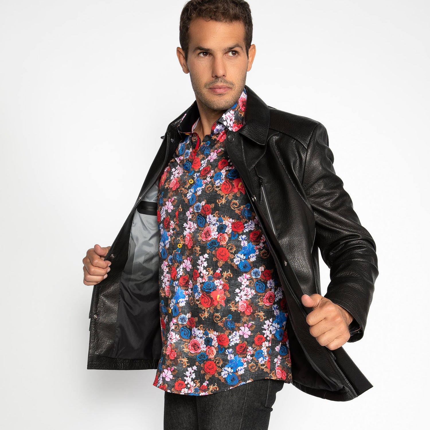 The Commander Leather Field Jacket - Premium Men's Patterned Shirt by Claudio Lugli | Bold Design, Tailored Fit, Best Printed Shirts