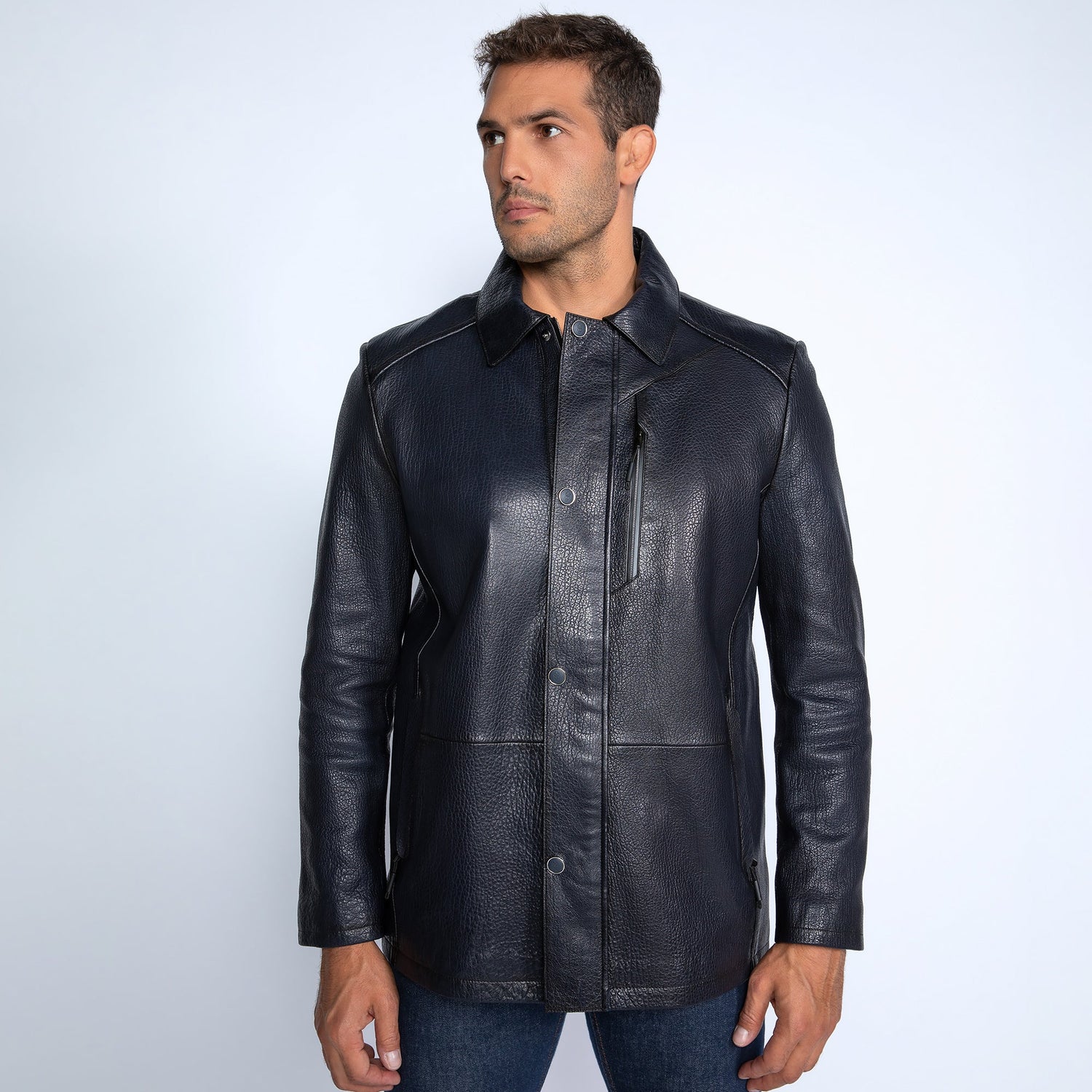 The Commander Leather Field Jacket - Premium Men's Patterned Shirt by Claudio Lugli | Bold Design, Tailored Fit, Best Printed Shirts