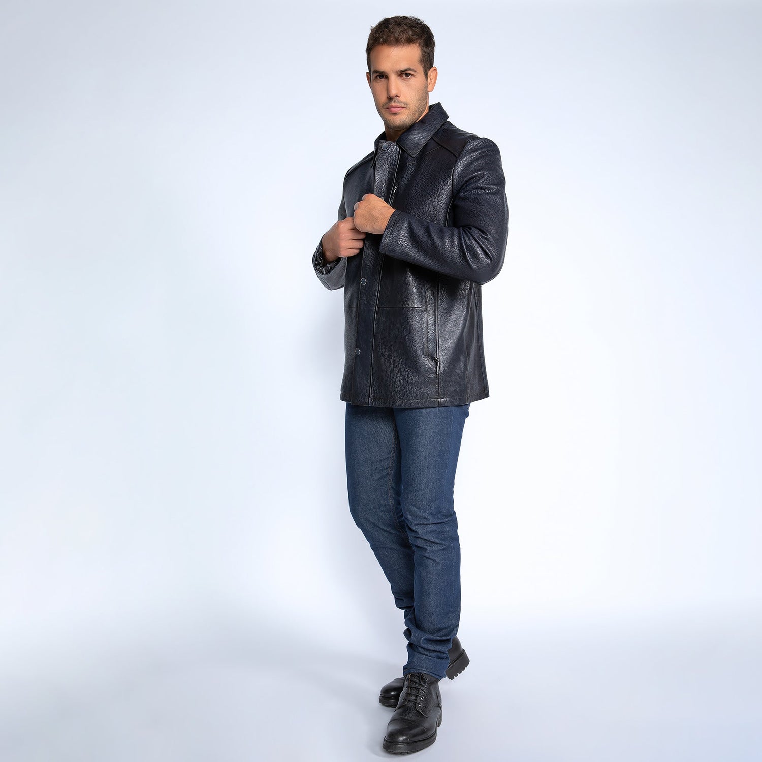 The Commander Leather Field Jacket - Premium Men's Patterned Shirt by Claudio Lugli | Bold Design, Tailored Fit, Best Printed Shirts