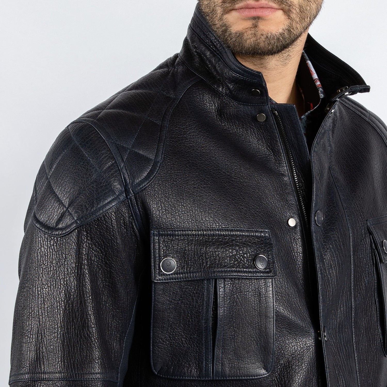 The Expedition Leather Utility Jacket - Premium Men's Patterned Shirt by Claudio Lugli | Bold Design, Tailored Fit, Best Printed Shirts