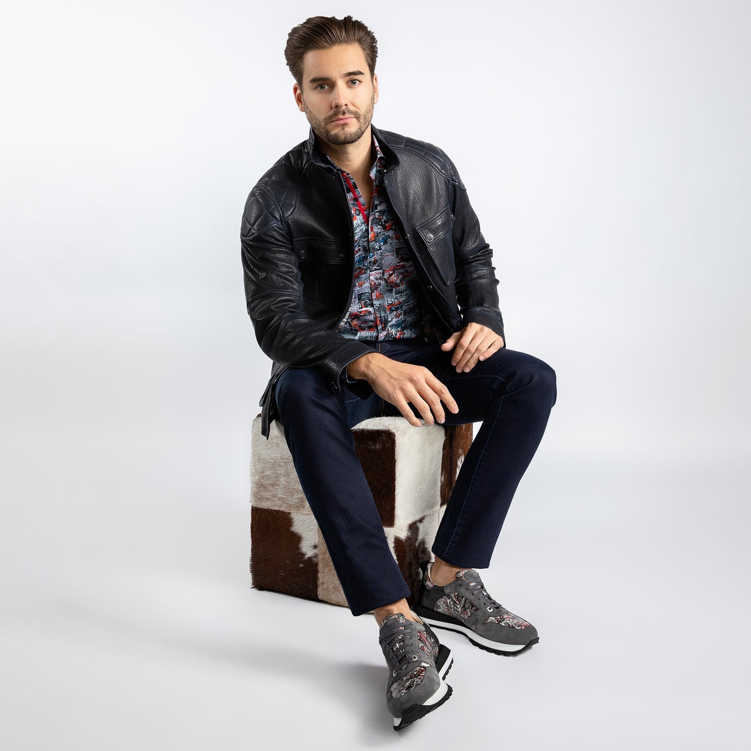 The Expedition Leather Utility Jacket - Premium Men's Patterned Shirt by Claudio Lugli | Bold Design, Tailored Fit, Best Printed Shirts