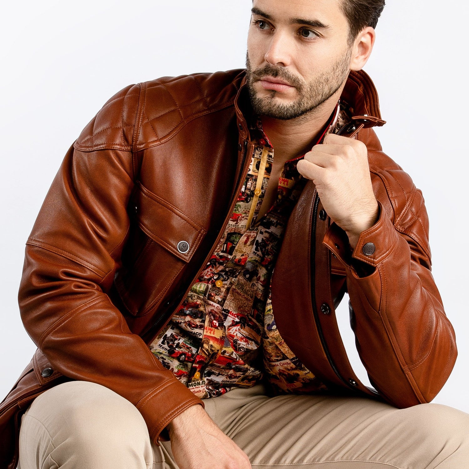 The Expedition Leather Utility Jacket - Premium Men's Patterned Shirt by Claudio Lugli | Bold Design, Tailored Fit, Best Printed Shirts