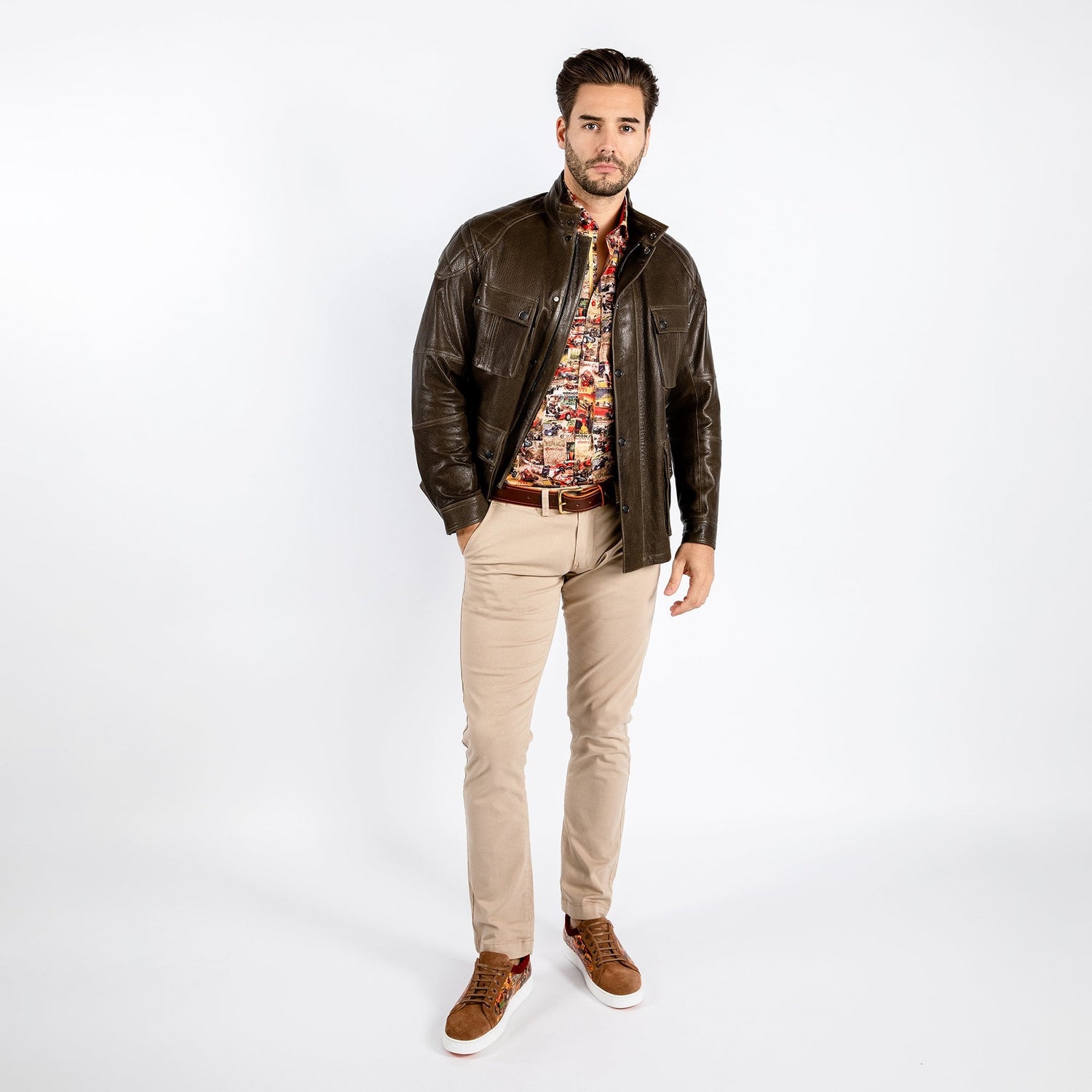 The Expedition Leather Utility Jacket - Premium Men's Patterned Shirt by Claudio Lugli | Bold Design, Tailored Fit, Best Printed Shirts