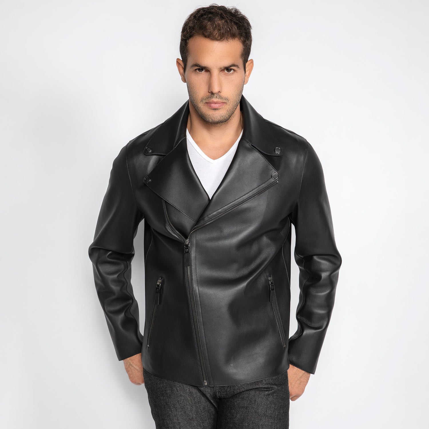 The Maverick Leather Moto Jacket - Premium Men's Patterned Shirt by Claudio Lugli | Bold Design, Tailored Fit, Best Printed Shirts