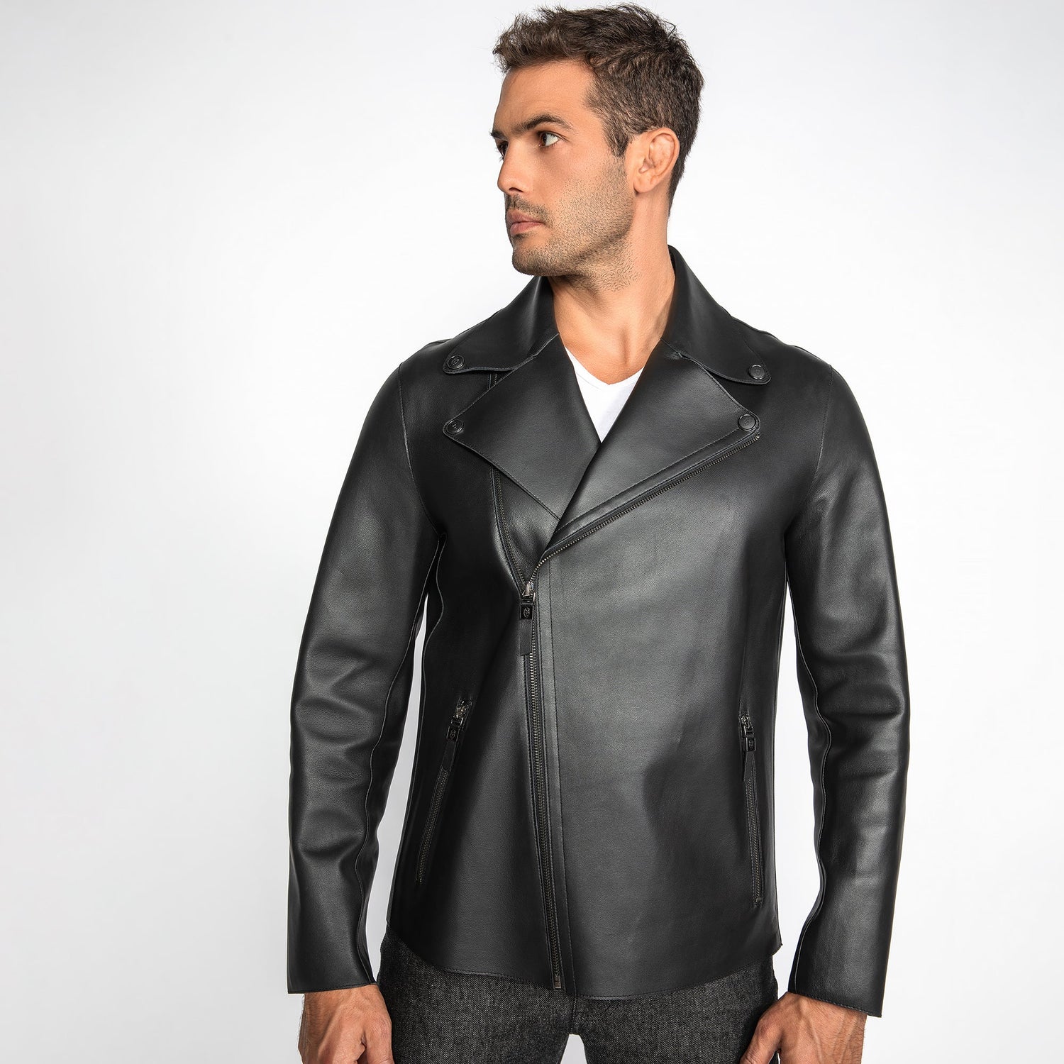 The Maverick Leather Moto Jacket - Premium Men's Patterned Shirt by Claudio Lugli | Bold Design, Tailored Fit, Best Printed Shirts