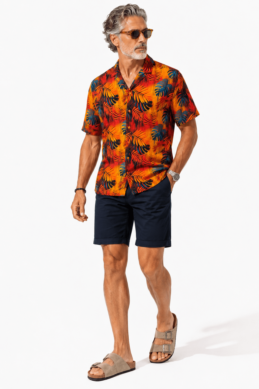 THE MIDNIGHT TROPICAL LEAVES HAWAIIAN SHIRT - Claudio Lugli Shirts