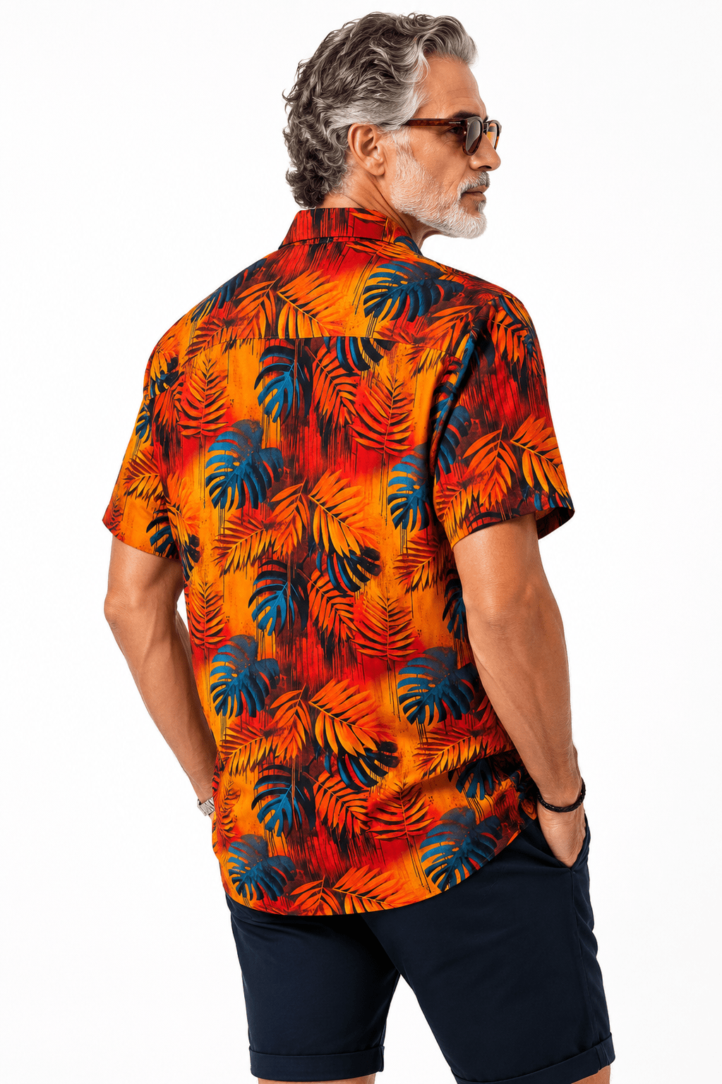 THE MIDNIGHT TROPICAL LEAVES HAWAIIAN SHIRT - Claudio Lugli Shirts