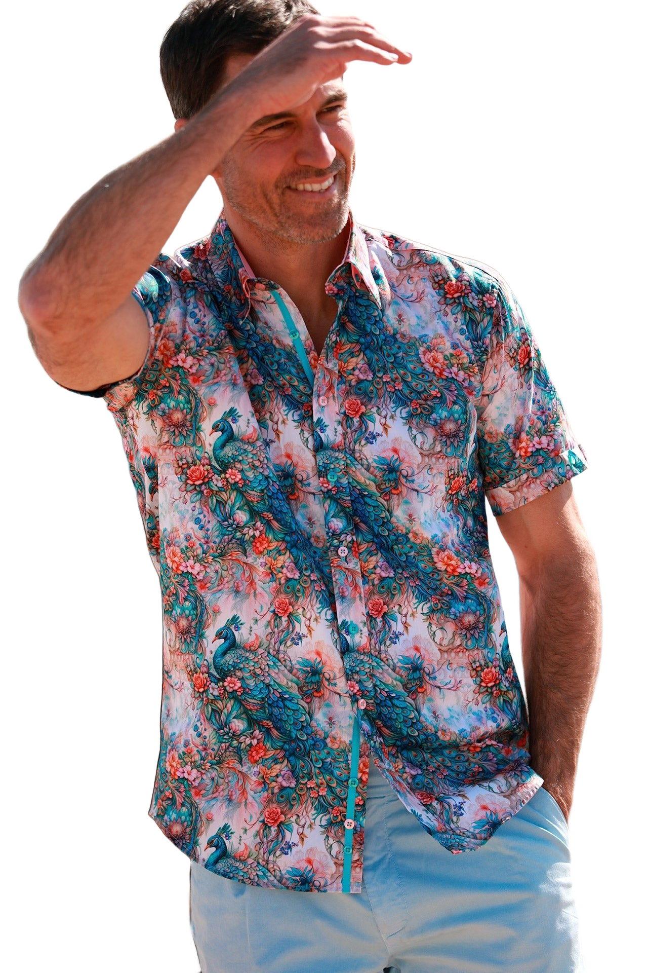 The Peacock Garden Short Sleeve Print Shirt - Claudio Lugli Shirts