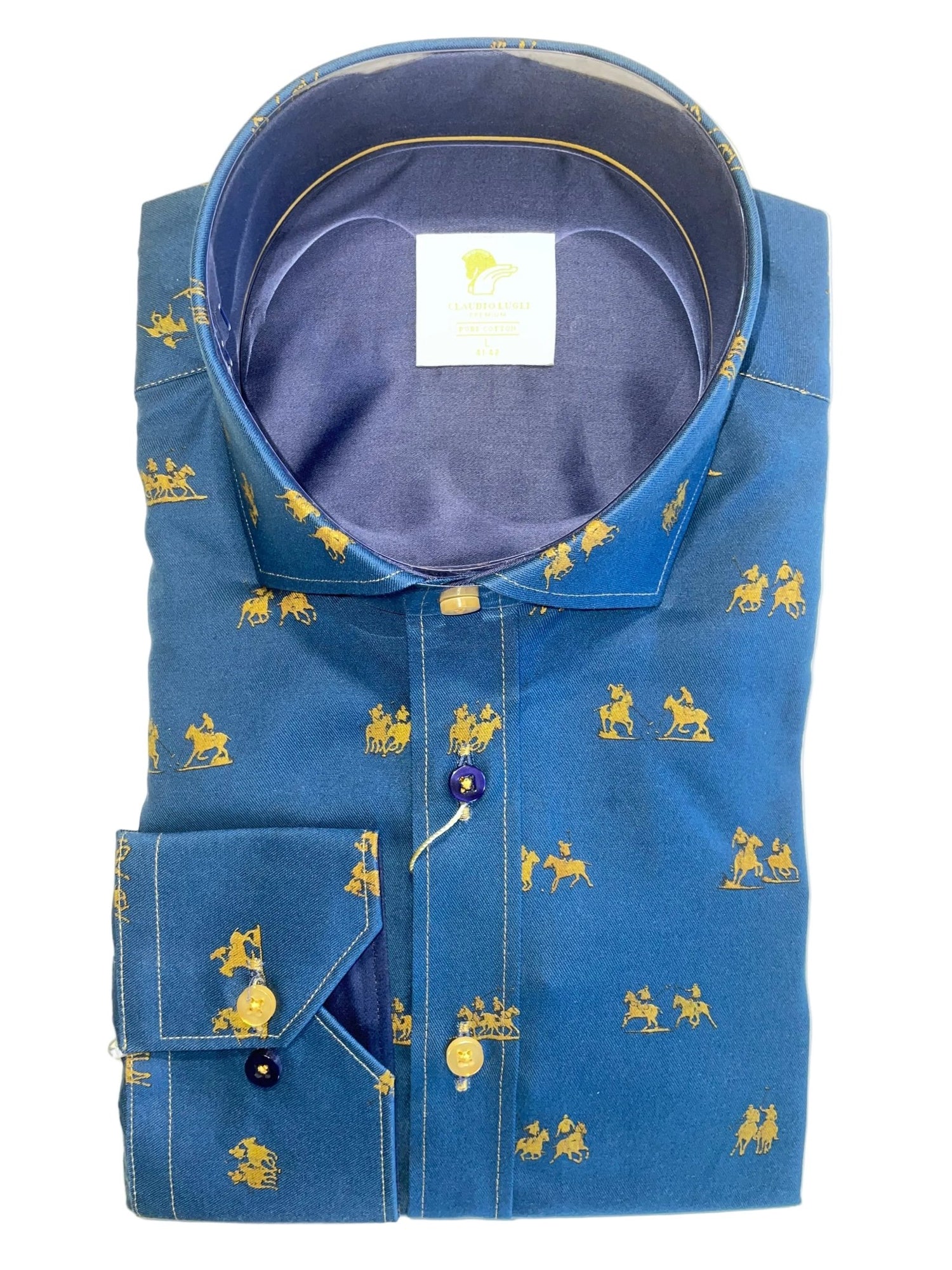 THE POLO PLAYER TENCEL PRINT SHIRT - Claudio Lugli Shirts