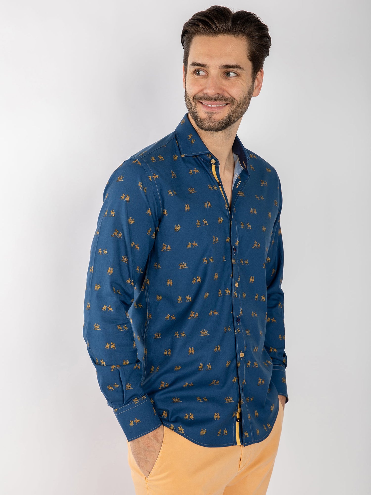 THE POLO PLAYER TENCEL PRINT SHIRT - Claudio Lugli Shirts