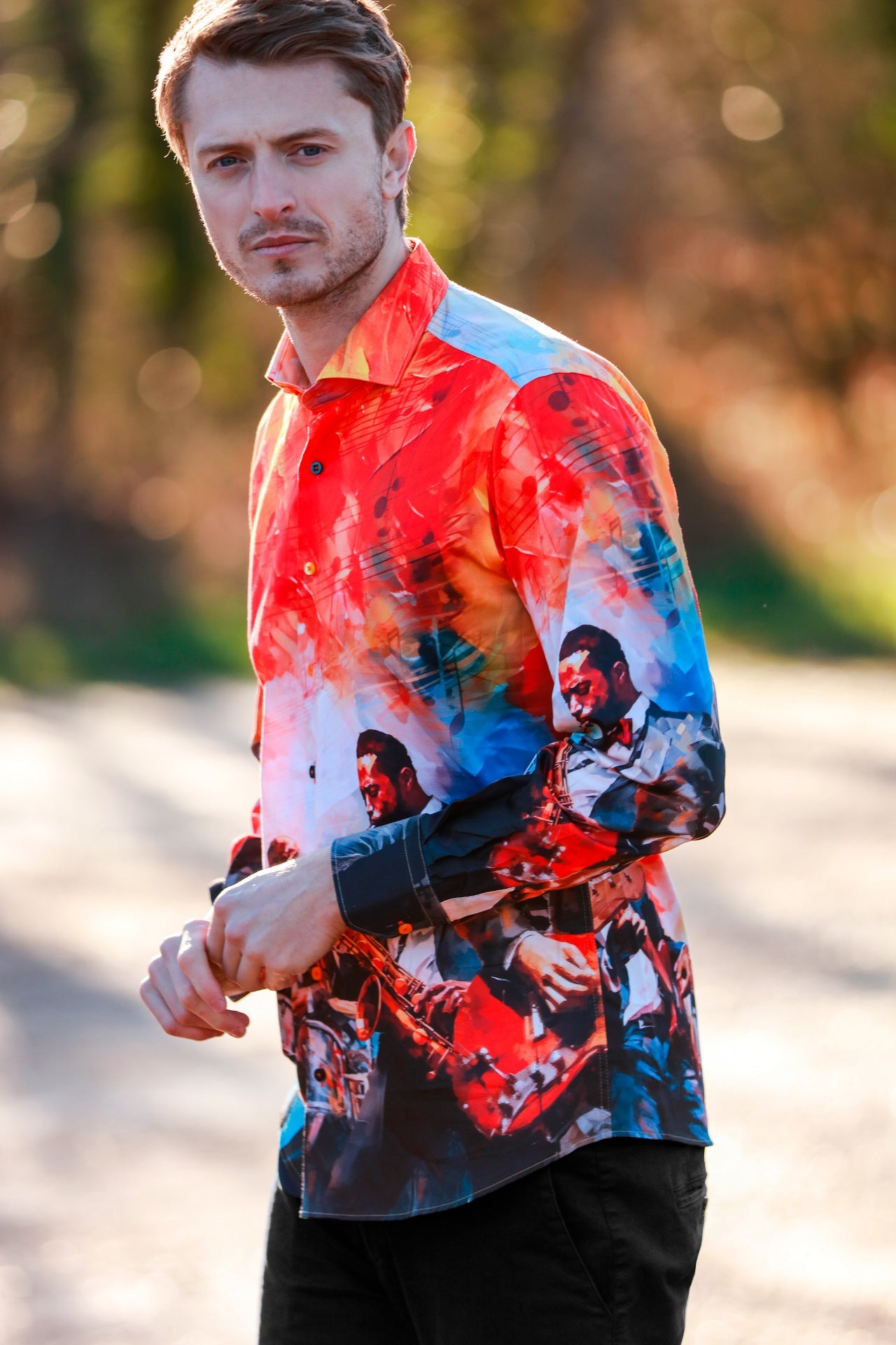 The Soundwave Placement Print Shirt – Premium Men's Patterned Shirt by Claudio Lugli | Bold Design, Tailored Fit, Best Printed Shirts