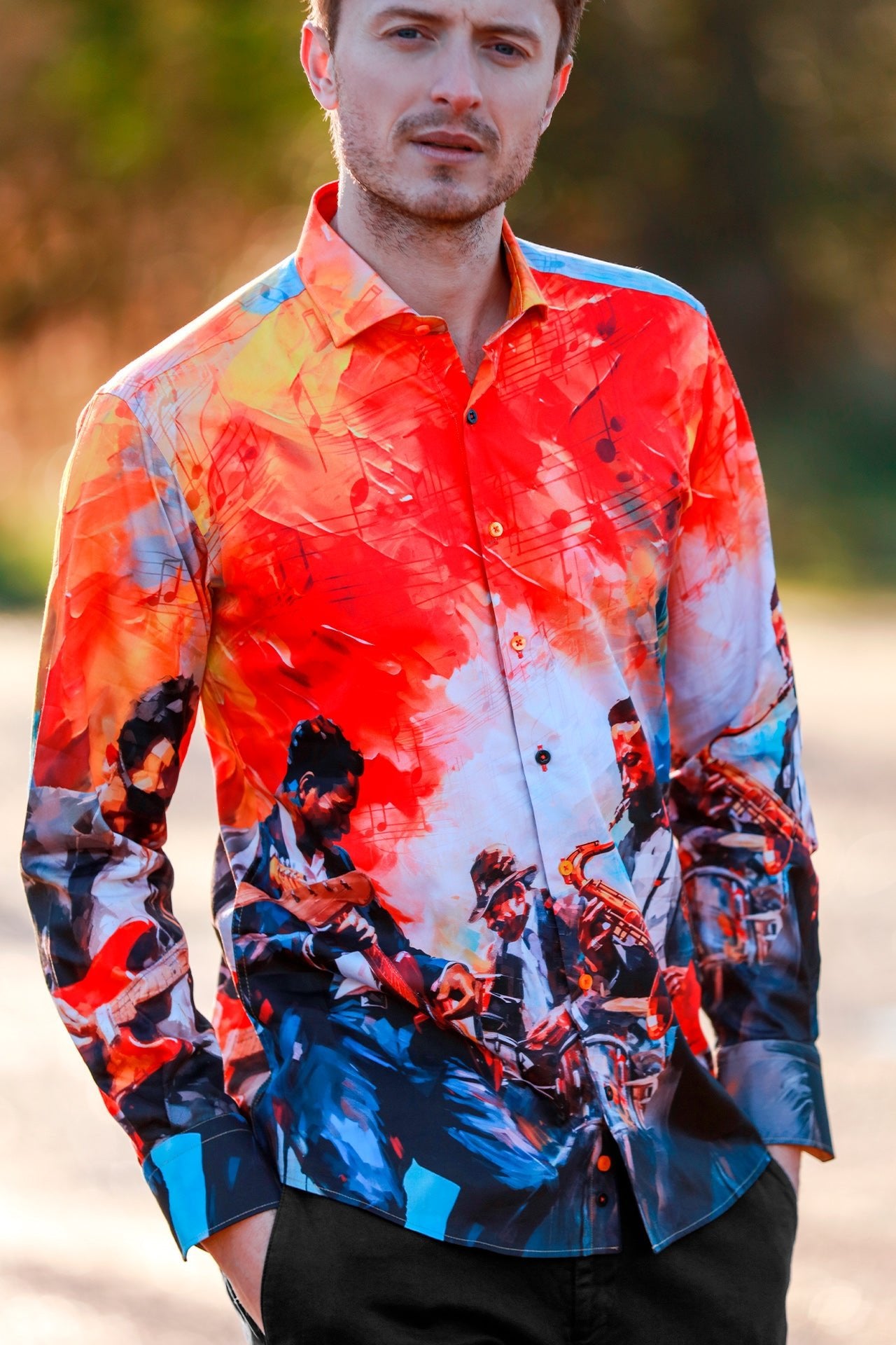 The Soundwave Placement Print Shirt – Premium Men's Patterned Shirt by Claudio Lugli | Bold Design, Tailored Fit, Best Printed Shirts