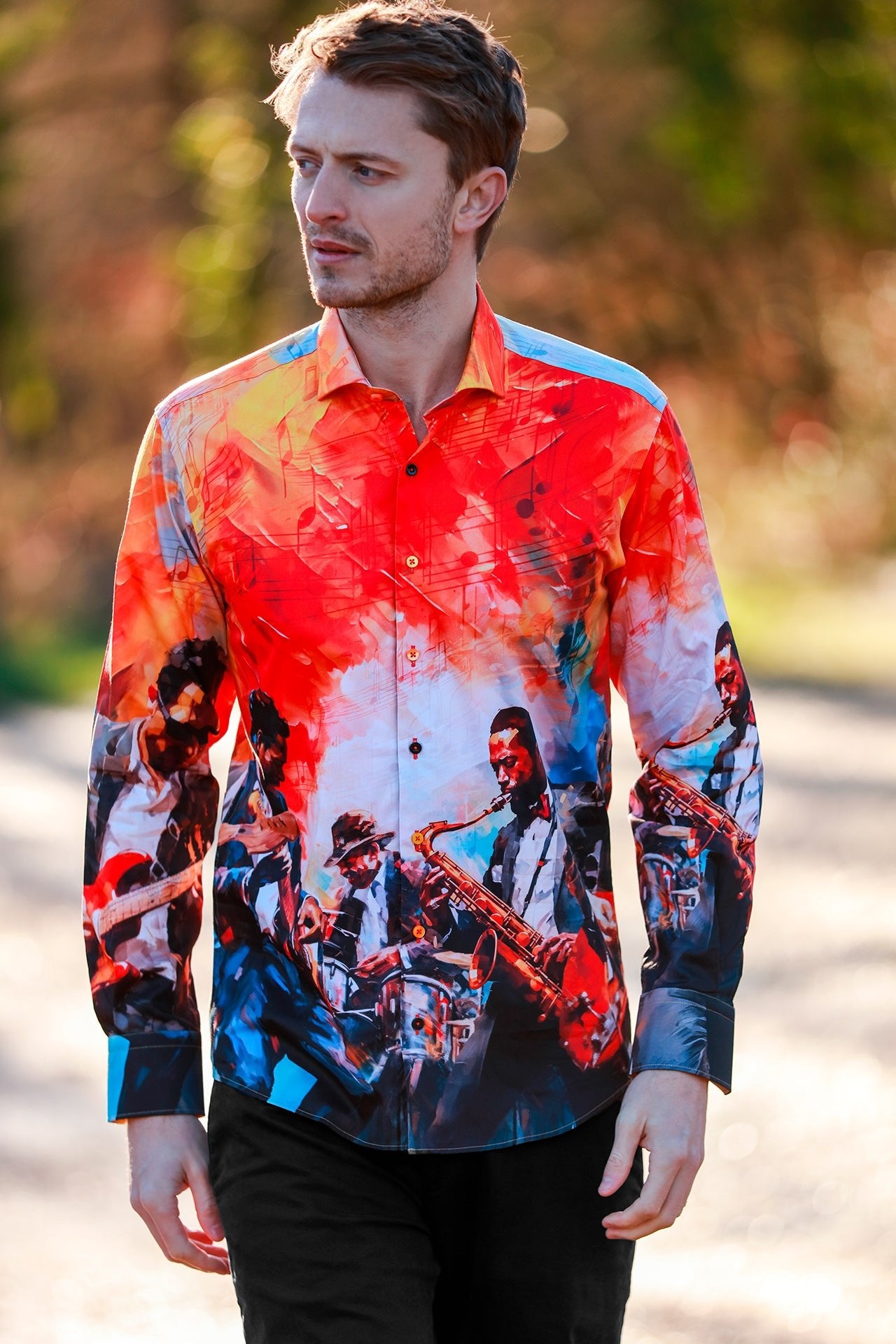 The Soundwave Placement Print Shirt – Premium Men's Patterned Shirt by Claudio Lugli | Bold Design, Tailored Fit, Best Printed Shirts