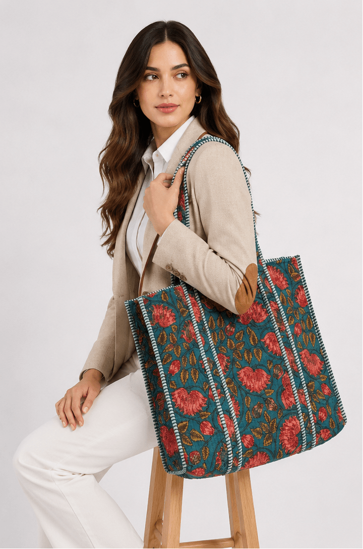 THE WILDFLOWER QUILTED TOTE BAG - Claudio Lugli Shirts