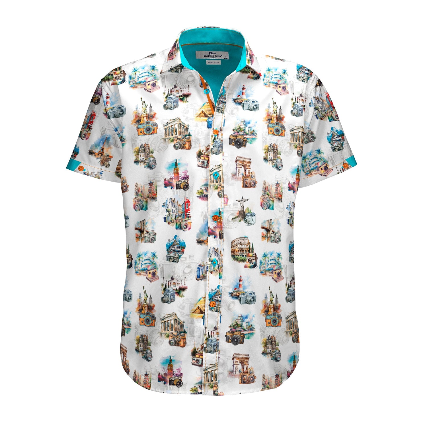 THE WORLD LENS CAMERA PRINT SHORT SLEEVE SHIRT - Claudio Lugli Shirts