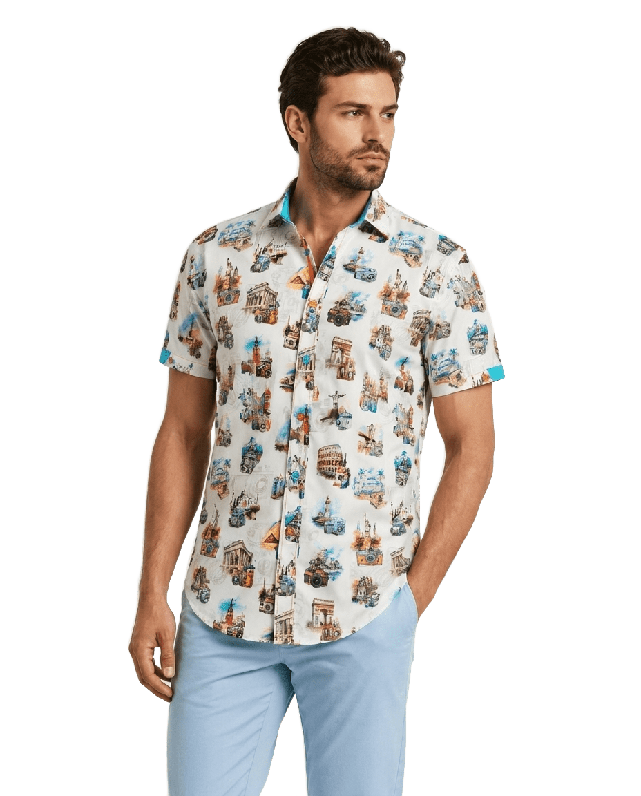 The World Lens Camera Print Short Sleeve Shirt - Claudio Lugli Shirts