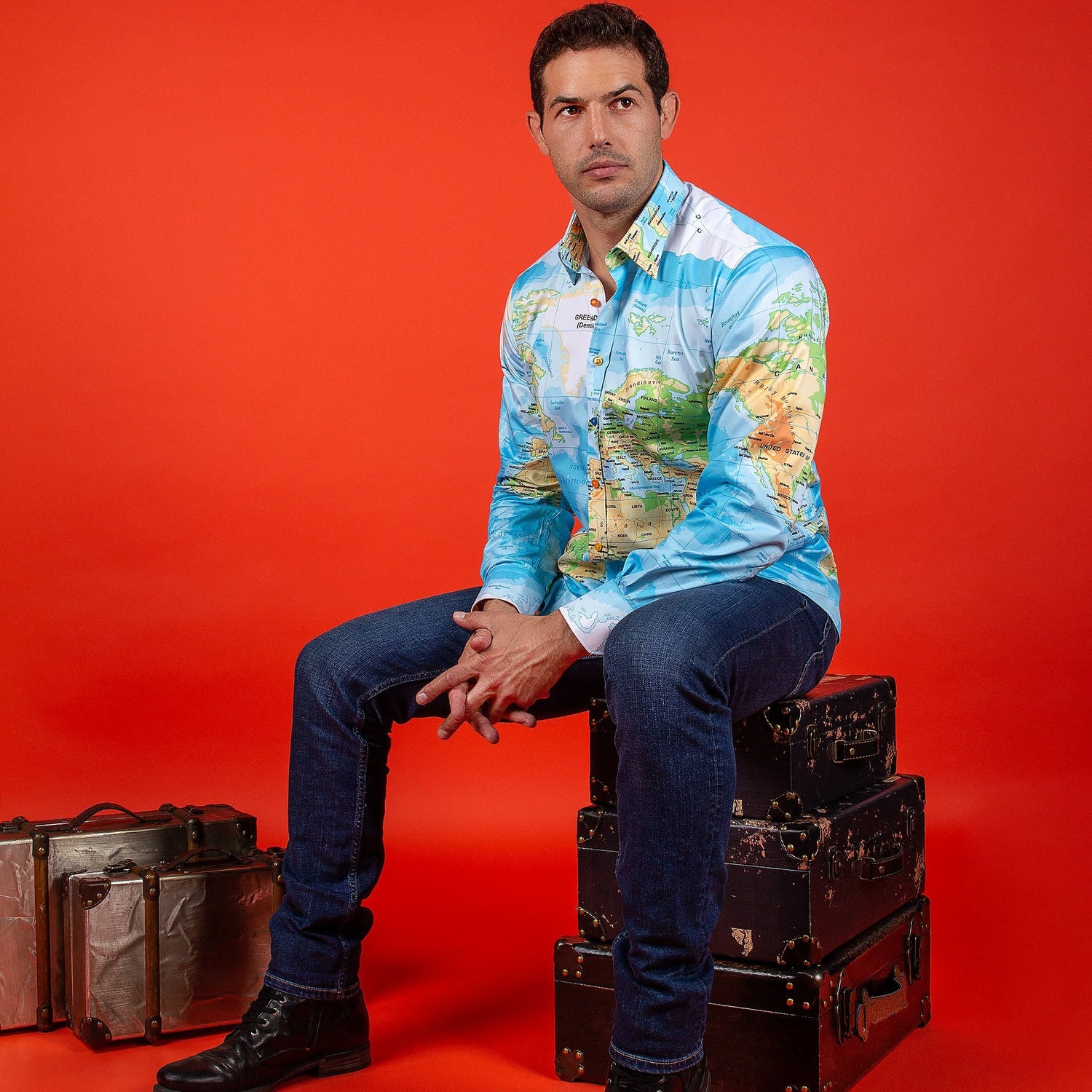 THE WORLD MAP PRINT SHIRT - Premium Men's Patterned Shirt by Claudio Lugli | Bold Design, Tailored Fit, Best Printed Shirts