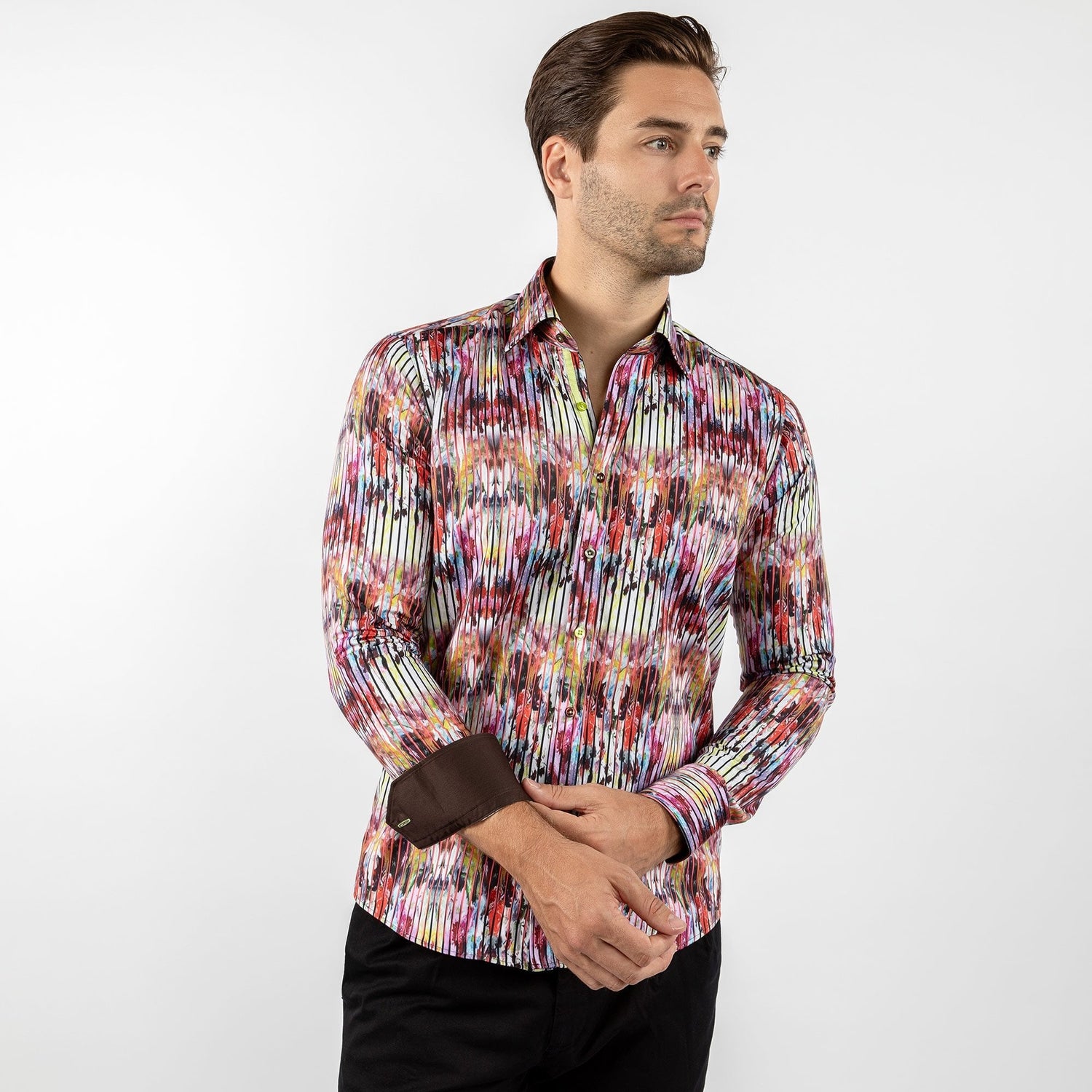 TIE DYE ART STRIPED PRINT SHIRT – Premium Men's Patterned Shirt by Claudio Lugli | Bold Design, Tailored Fit, Best Printed Shirts