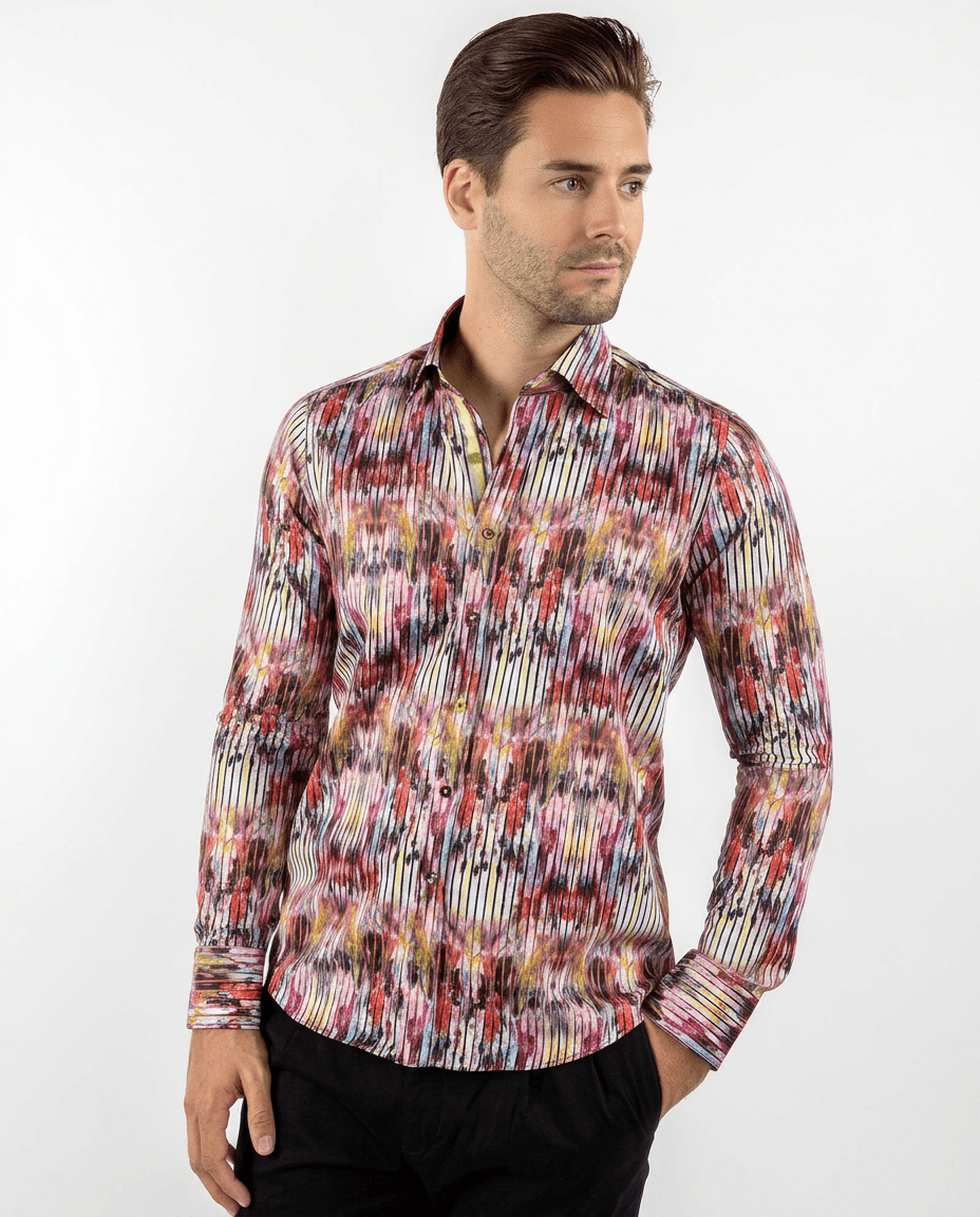 Tie Dye Art Striped Print Shirt - Claudio Lugli Shirts