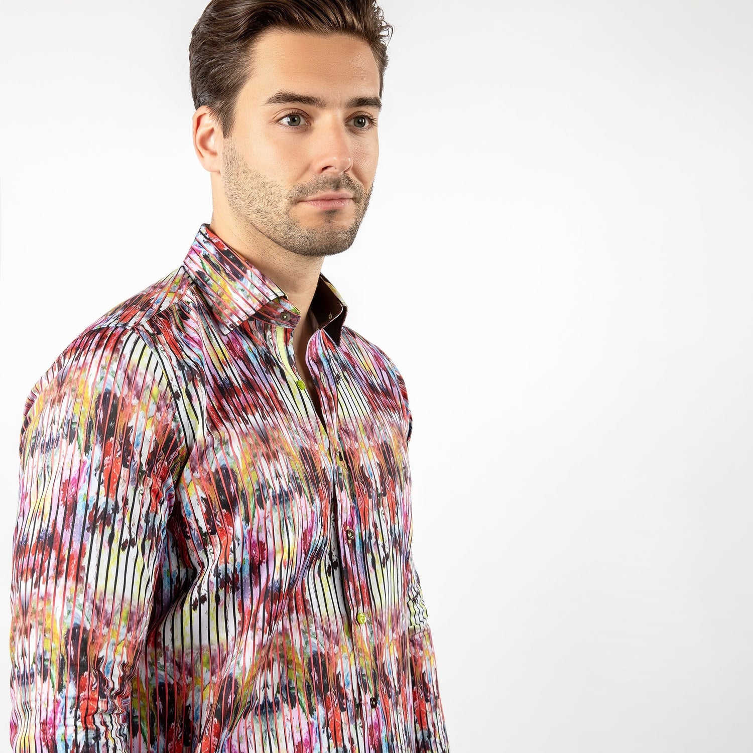TIE DYE ART STRIPED PRINT SHIRT – Premium Men's Patterned Shirt by Claudio Lugli | Bold Design, Tailored Fit, Best Printed Shirts