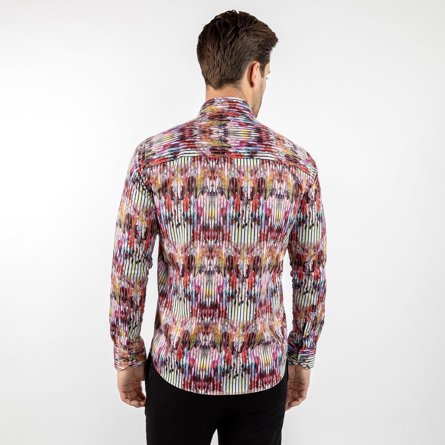 TIE DYE ART STRIPED PRINT SHIRT – Premium Men's Patterned Shirt by Claudio Lugli | Bold Design, Tailored Fit, Best Printed Shirts