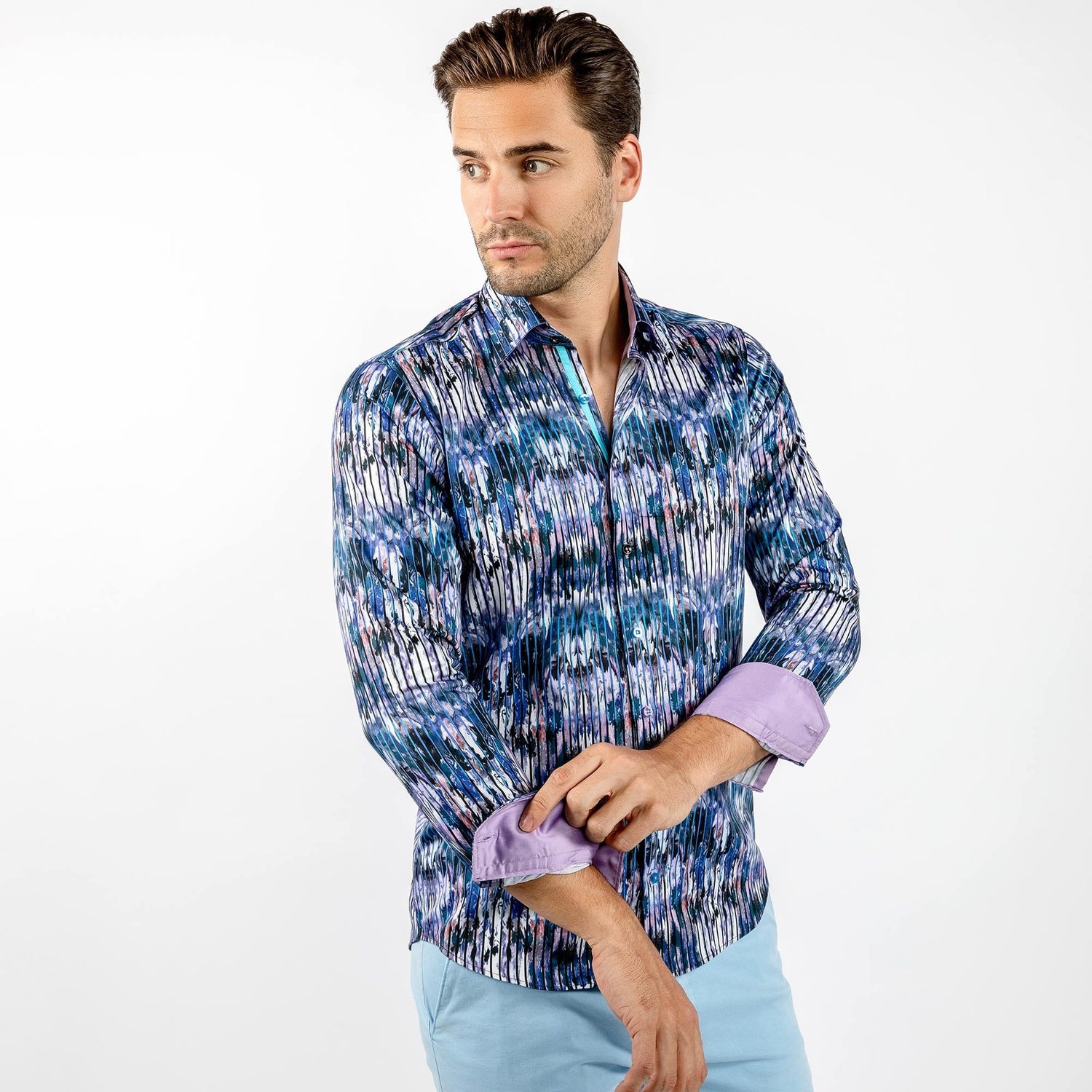 TIE DYE ART STRIPED PRINT SHIRT – Premium Men's Patterned Shirt by Claudio Lugli | Bold Design, Tailored Fit, Best Printed Shirts