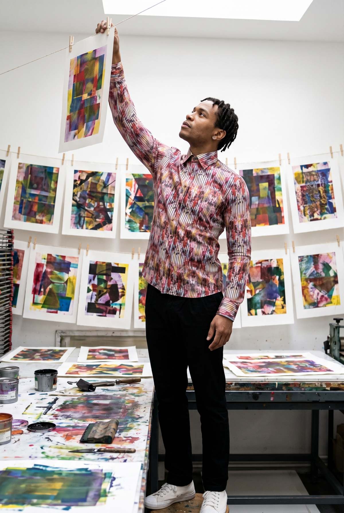 Tie Dye Art Striped Print Shirt - Claudio Lugli Shirts