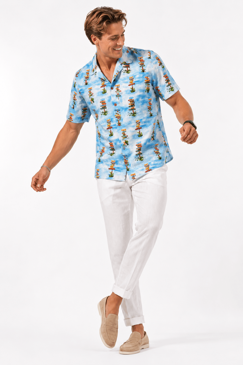 TIE DYE BEACH SIGNS HAWAIIAN SHIRT - Claudio Lugli Shirts